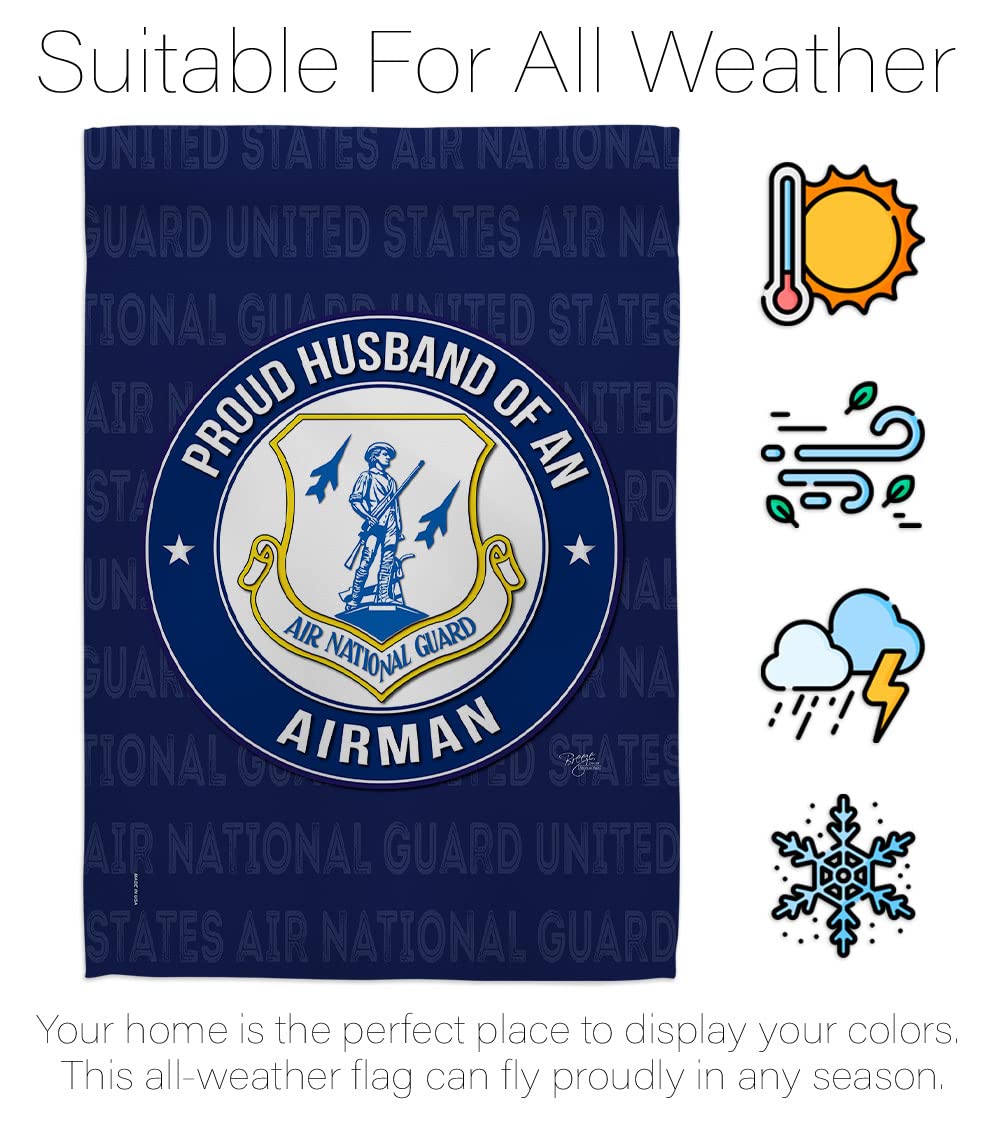 Proud Husband Airman Garden Flag Set - USA Made Military Yard Decor for Veterans