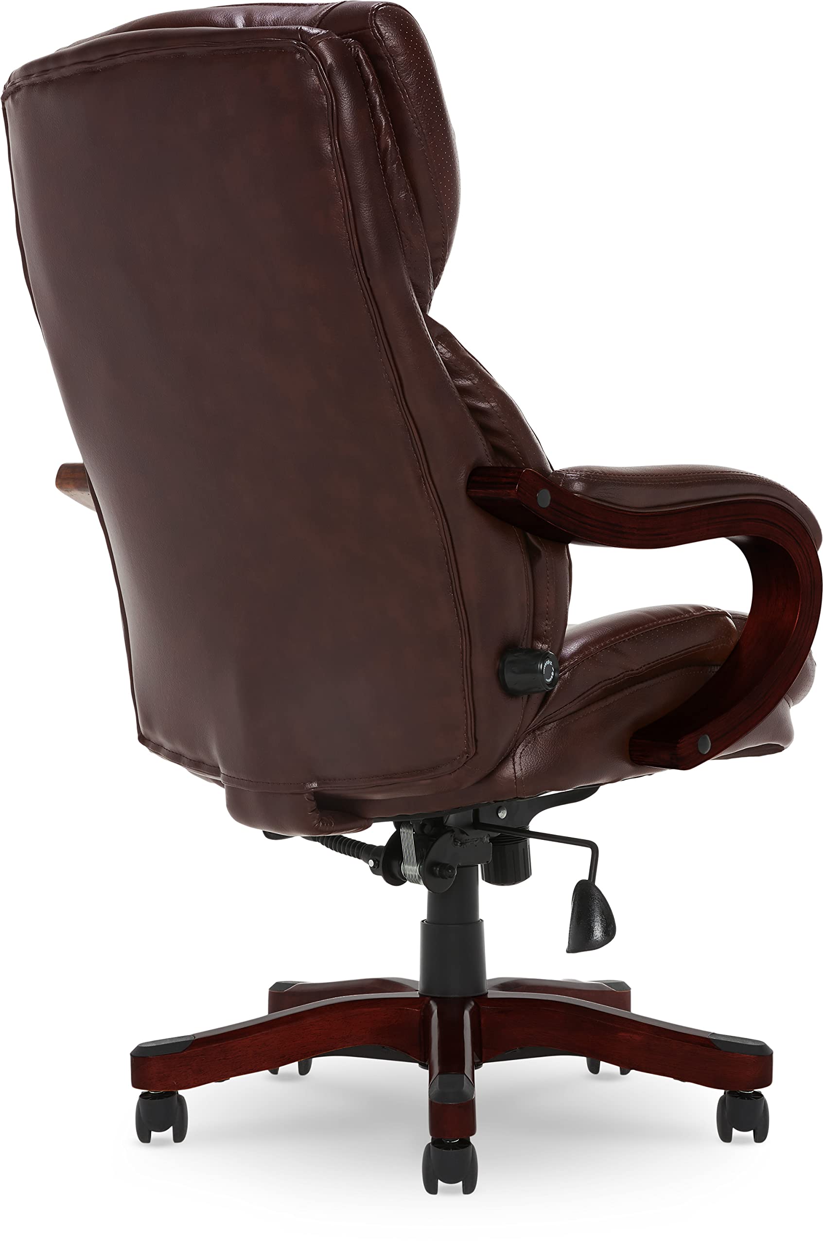 Serta® Conway Big & Tall Executive Office Chair - Ergonomic High-Back with Adjustable Lumbar Support, Plush Cushion & Body Pillows, Padded Armrests, Wooden Swivel Base - Bonded Leather Chestnut Brown - Perfect for Home Office, Gaming & Workspace Comfort