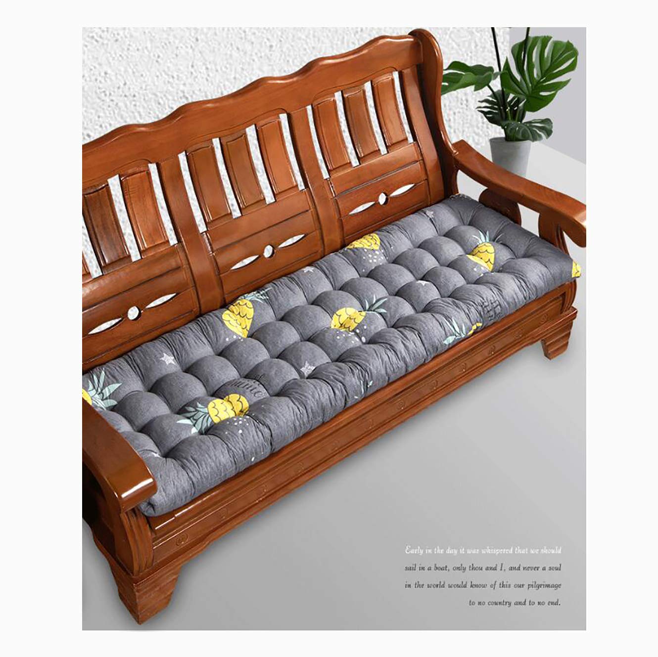 Premium Thick Bench Cushion - Soft Outdoor Garden Chair Pad & Indoor Patio Furniture Mat - Non-Slip Swing Seat Cushion for 2-3 Seater Bench - Dark Blue Grid Design (52
