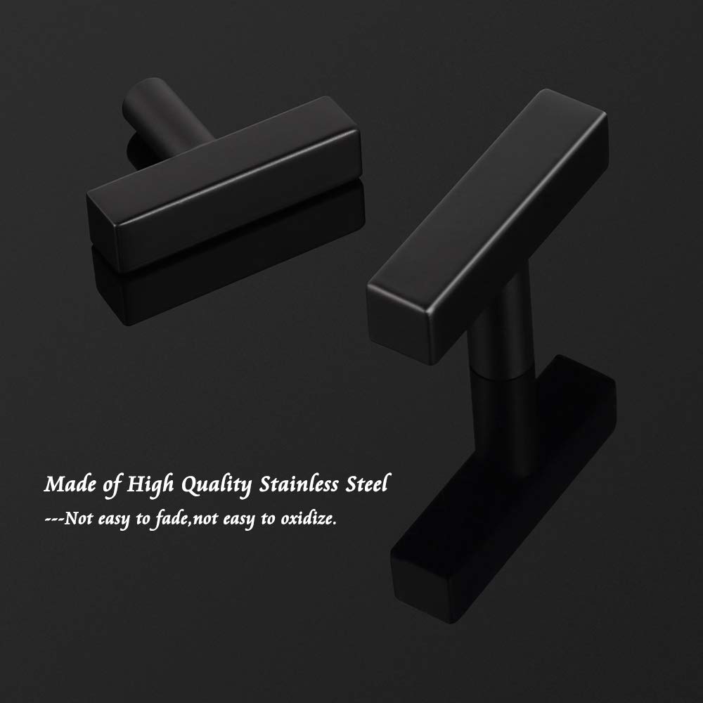 **Probrico 15-Pack Black 2-Inch (50mm) Square T-Bar Cabinet Handles - Kitchen & Drawer Pulls Hardware for Modern Cabinets & Furniture (Home, Office, RV Use)**