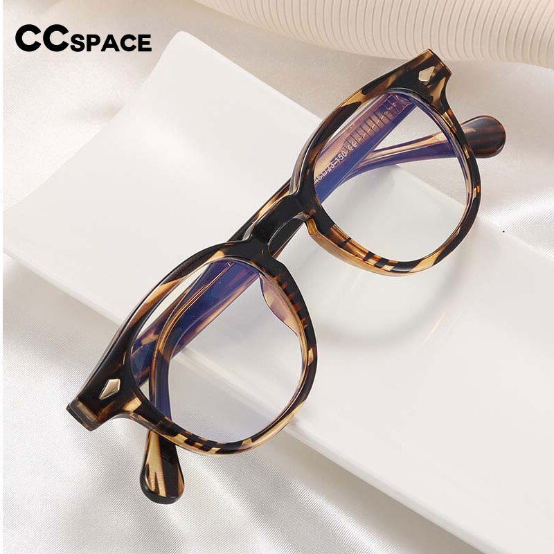 CCspace Unisex Full Rim Round Square TR90 Titanium Eyeglasses Frame 54962 - Lightweight & Durable for Work, Reading, and Everyday Wear