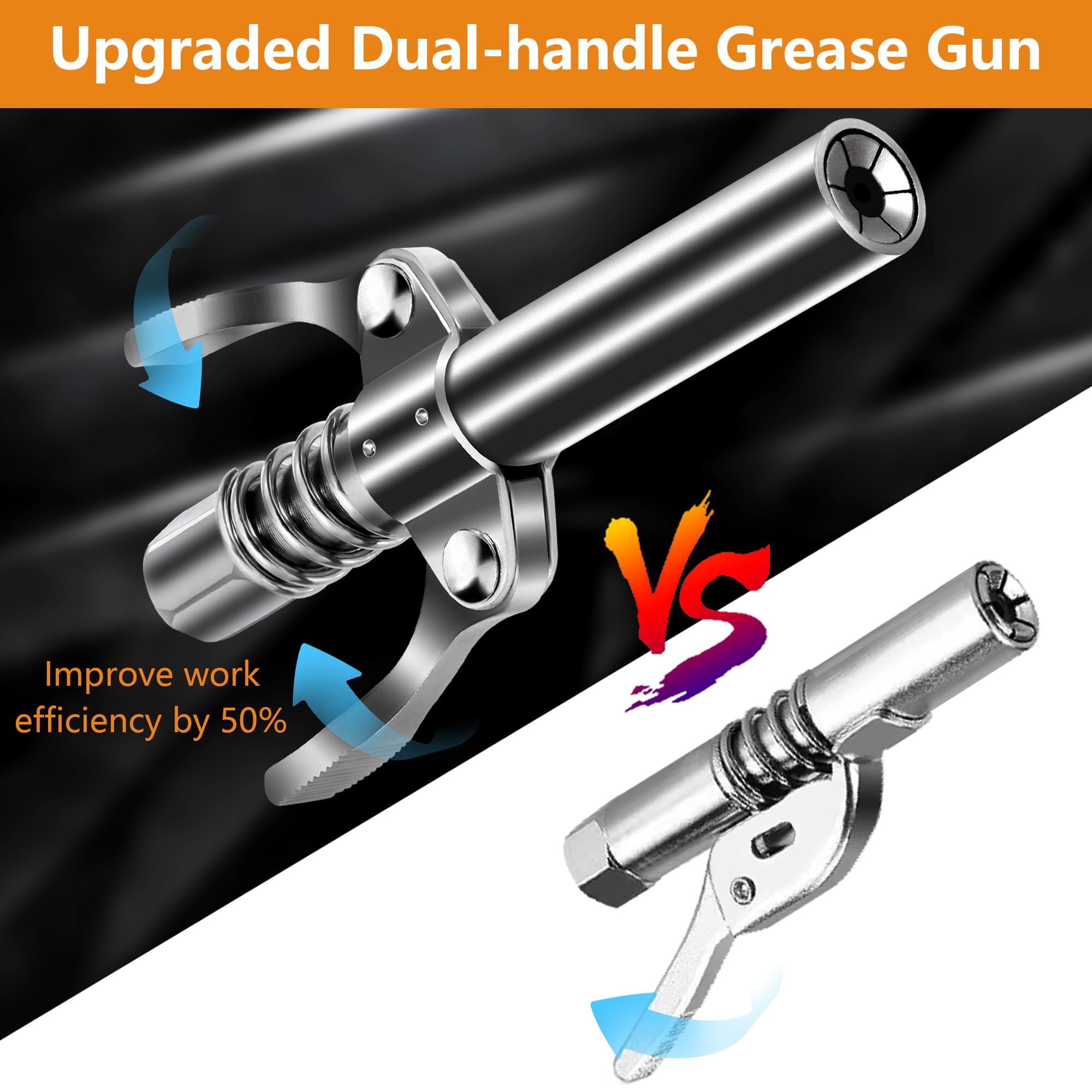 Heavy-Duty Grease Gun Coupler - 6-Jaw Secure Lock for Zerk Fittings, 10000 PSI Leak-Proof Quick Release Design, Universal 1/8