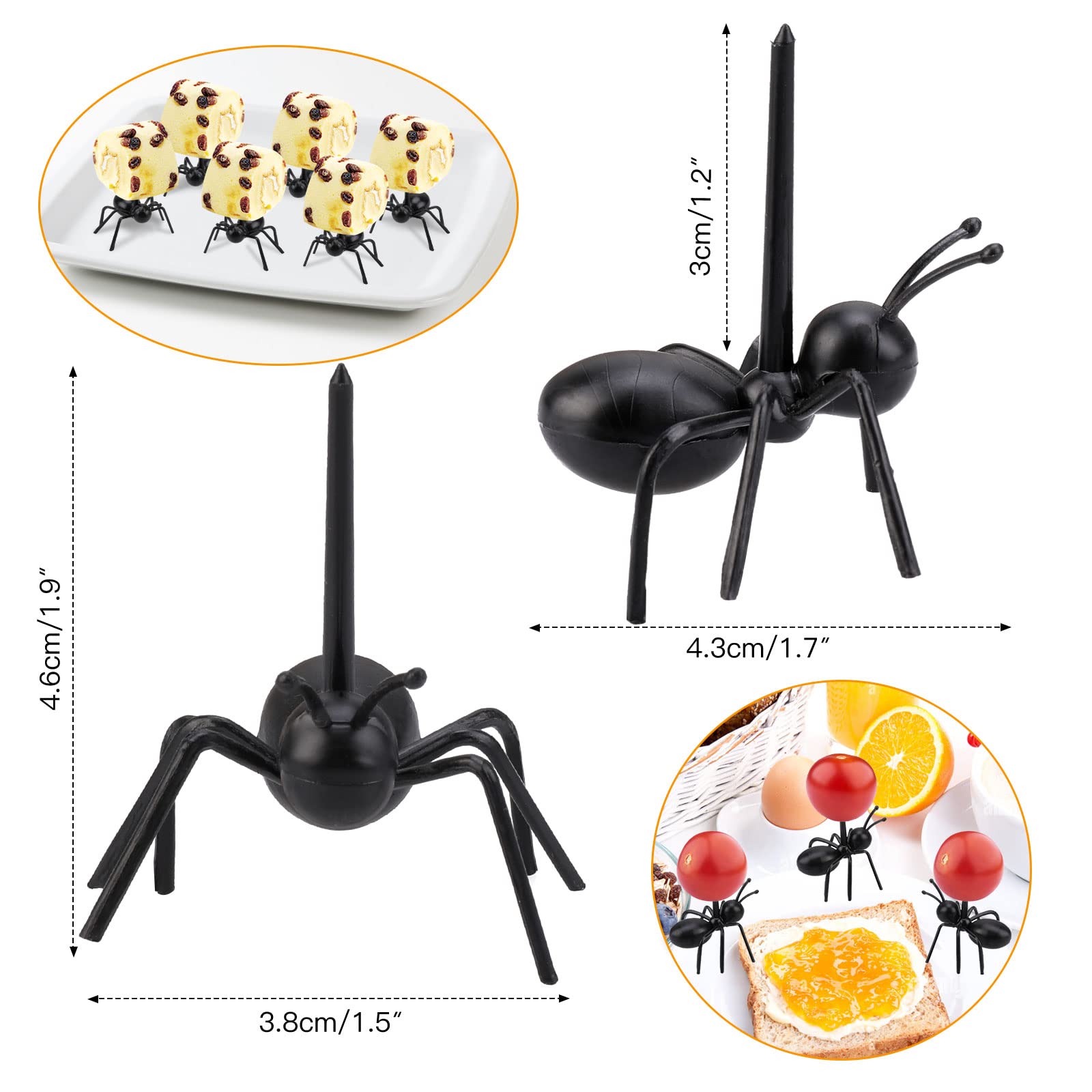 36PCS Ant-Shaped Toothpicks for Fruit, Desserts, Snacks & Cakes - Reusable Appetizer Forks with Storage Box - Perfect for Kitchen, Baby Showers, Weddings & Bug-Themed Birthday Parties