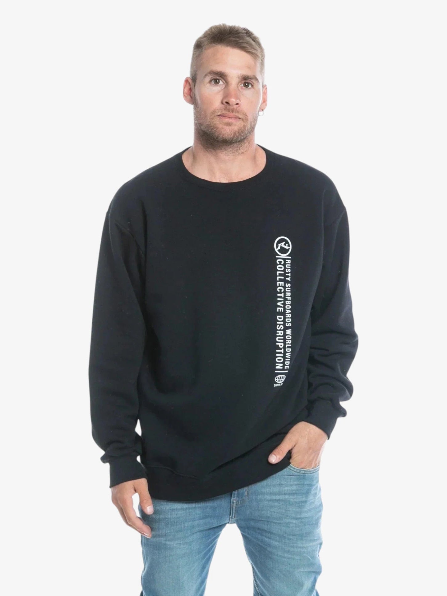 Rusty Shift Crew Black Sweatshirt for Men - Comfortable & Stylish Pullover for Casual Wear, Street Fashion, and Everyday Outfits