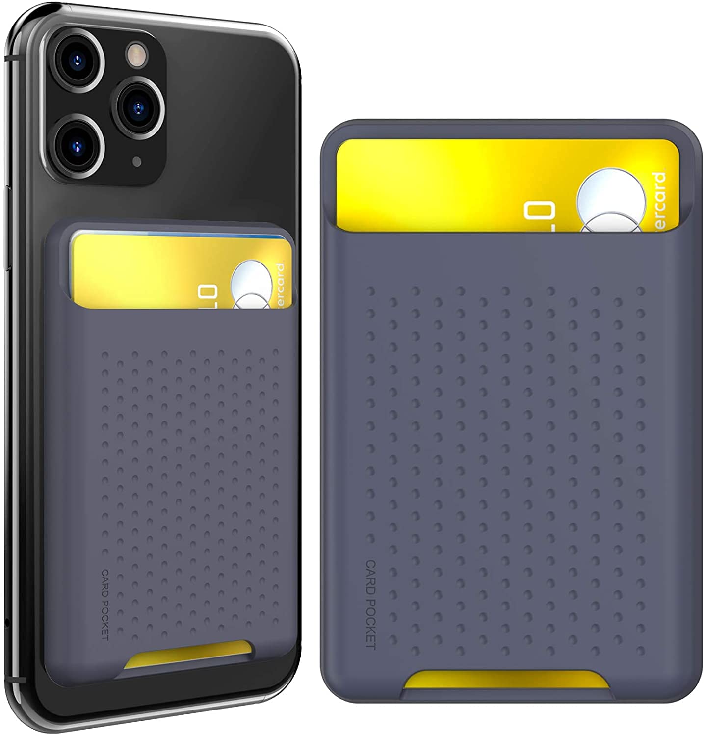AHASTYLE Slim Stick-On Phone Card Holder - Strong Adhesive Silicone Wallet for Credit Cards & ID - Compatible with iPhone, Android, Samsung Galaxy (Midnight Blue) - Perfect for Hands-Free Shopping, Travel & Everyday Use