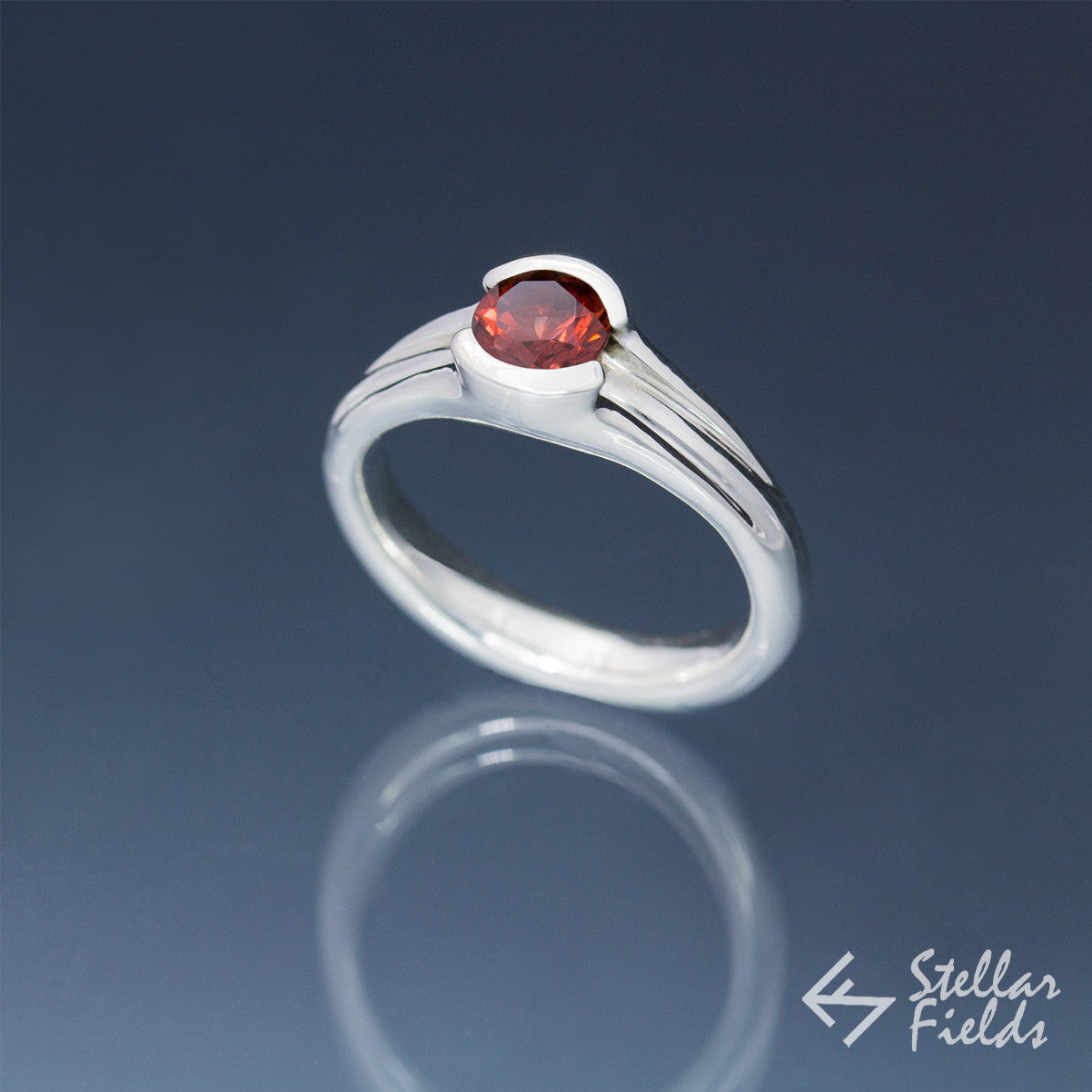 Red Garnet Tension Set Engagement Ring - Vintage Style 14K Gold Wedding Band for Women - Perfect for Proposals, Anniversaries & Romantic Occasions