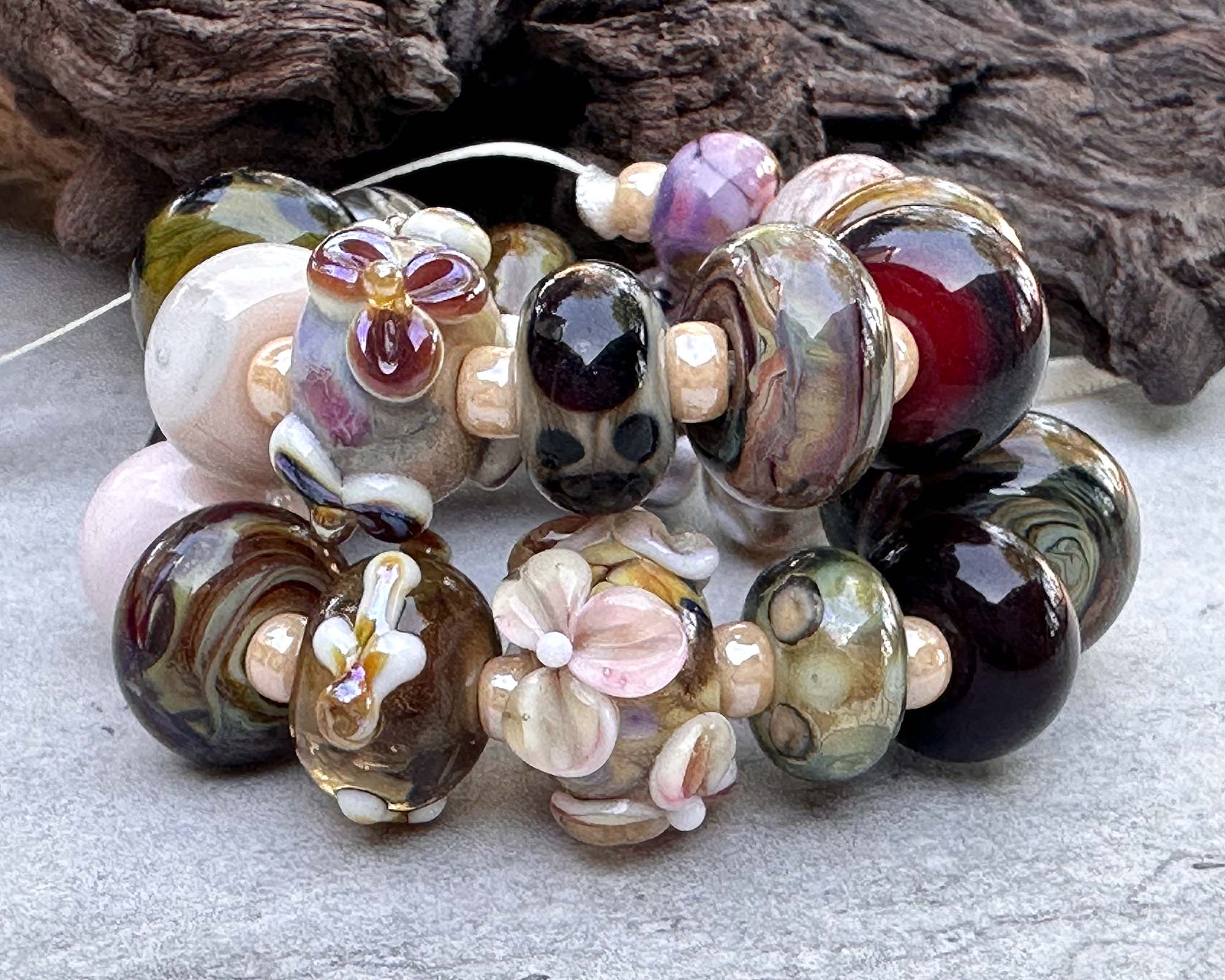 23-Piece Brown Orphan Lampwork Glass Beads Set for Jewelry Making, DIY Crafts, and Beading Projects - Perfect for Necklaces, Bracelets, and Earrings