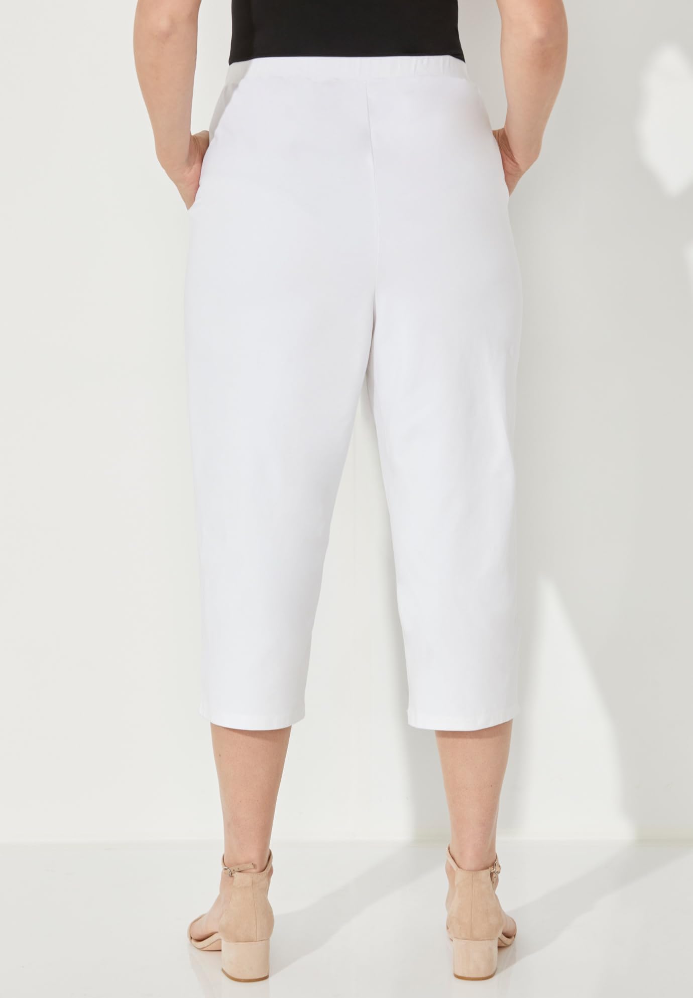 Catherine's Women's Plus Size Tall Suprema Capri Pants with Pockets - Comfortable Stretch Fit for Work, Travel & Casual Wear
