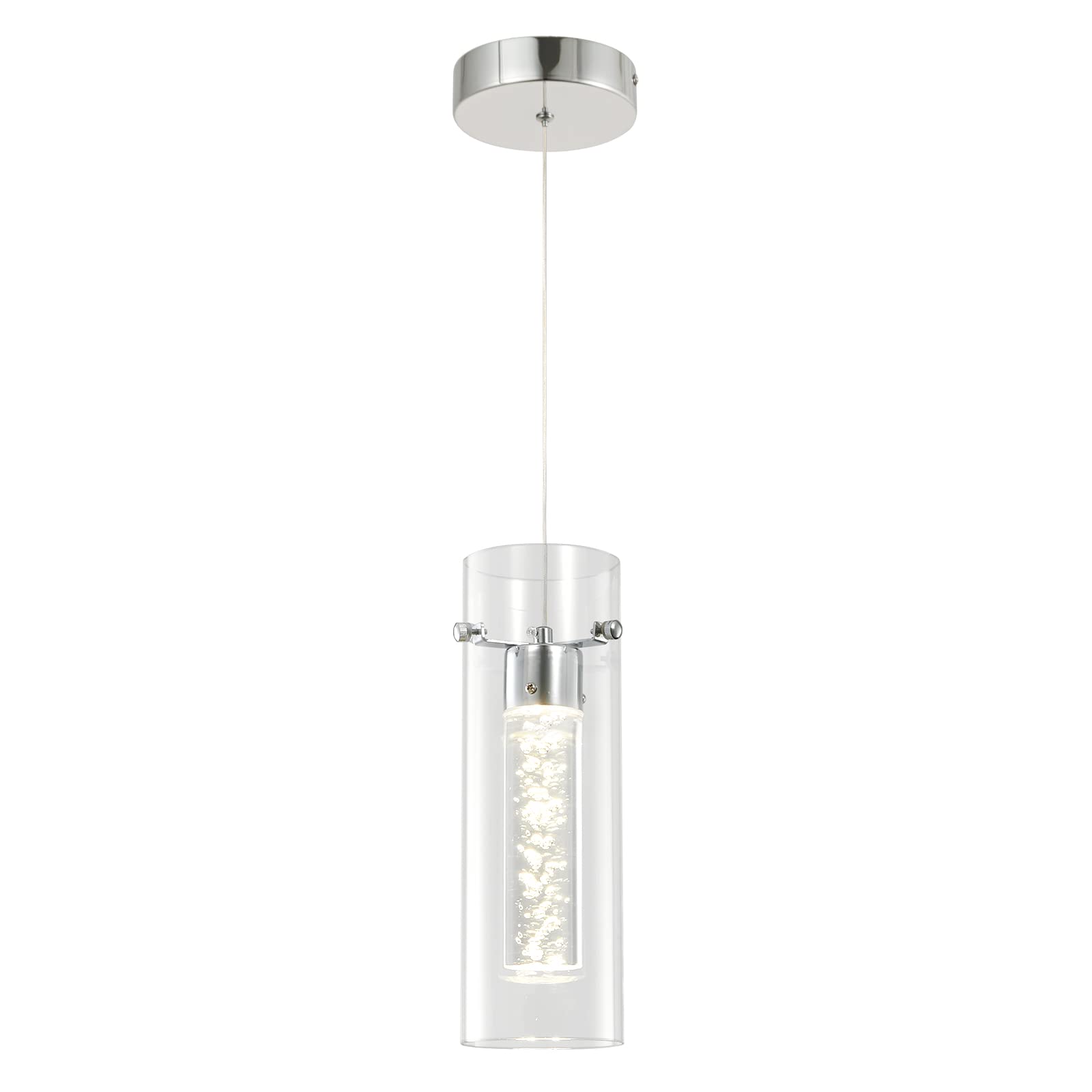 6W Dimmable LED Mini Kitchen Island Pendant Light with Bubbles Glass - 4000K Warm White Modern Chandelier for Kitchen Island, Dining Room & Bar Counter (1-Pack) | Perfect for Small Spaces, Breakfast Nooks & Contemporary Home Decor