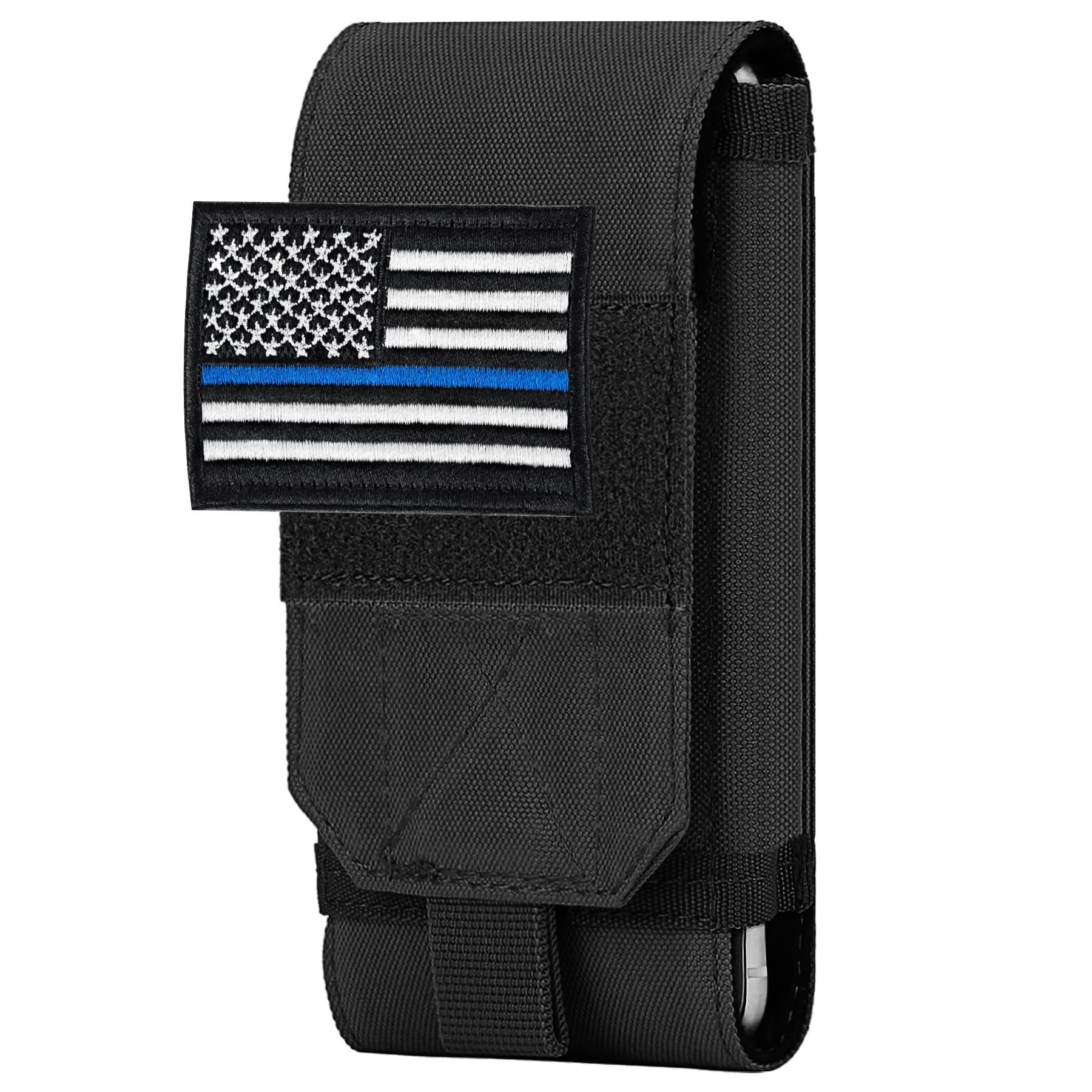 IronSeals Tactical Molle Phone Case - Heavy Duty Loop Belt Holster Pouch with Flag Patch for iPhone 16 Pro Max/16 Plus/16 Pro/16/15 Pro Max/14 Pro Max/13 Pro Max/12 Pro Max & Galaxy S24 Ultra - Perfect for Outdoor Adventures, Military Use, and Everyday Carry