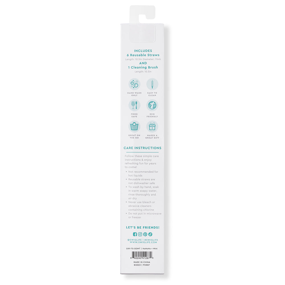 Eco-Friendly Reusable Stainless Steel Straw Set with Case - HoHoHo & Mint Colors for Smoothies, Iced Coffee, and Cocktails - Perfect for Home, Office, and Travel Use