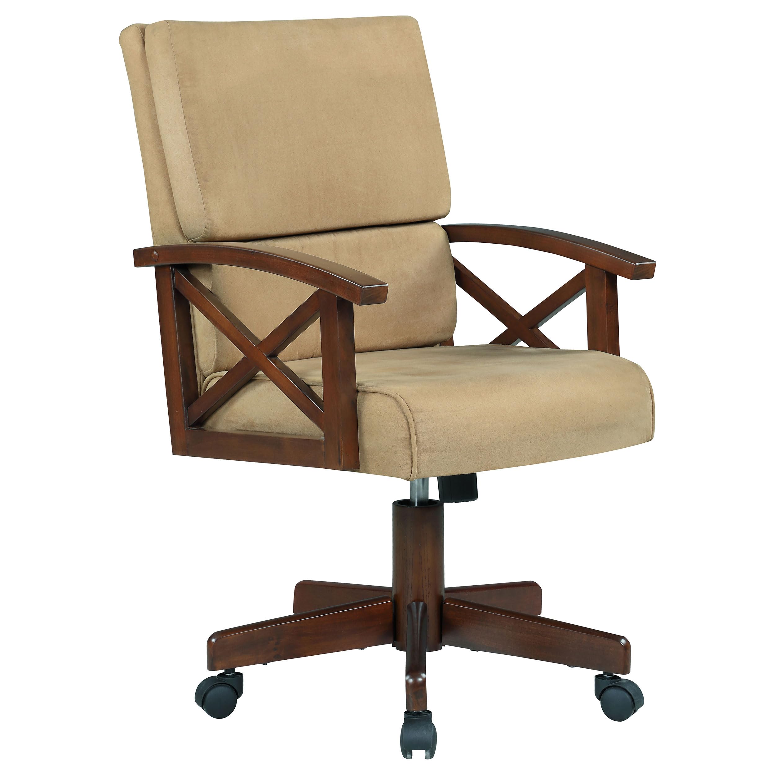 Coaster Home Furnishings Casual Gaming Chair with Oak Finish & Beige Upholstery - Perfect for Game Rooms, Home Theaters & Office Spaces