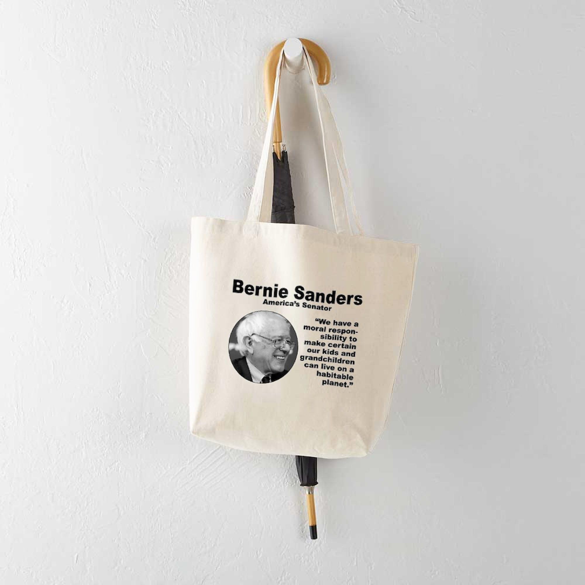 Eco-Friendly Natural Canvas Tote Bag - Reusable Shopping Bag with Bernie Sanders Design | Perfect for Groceries, Beach Trips & Everyday Use