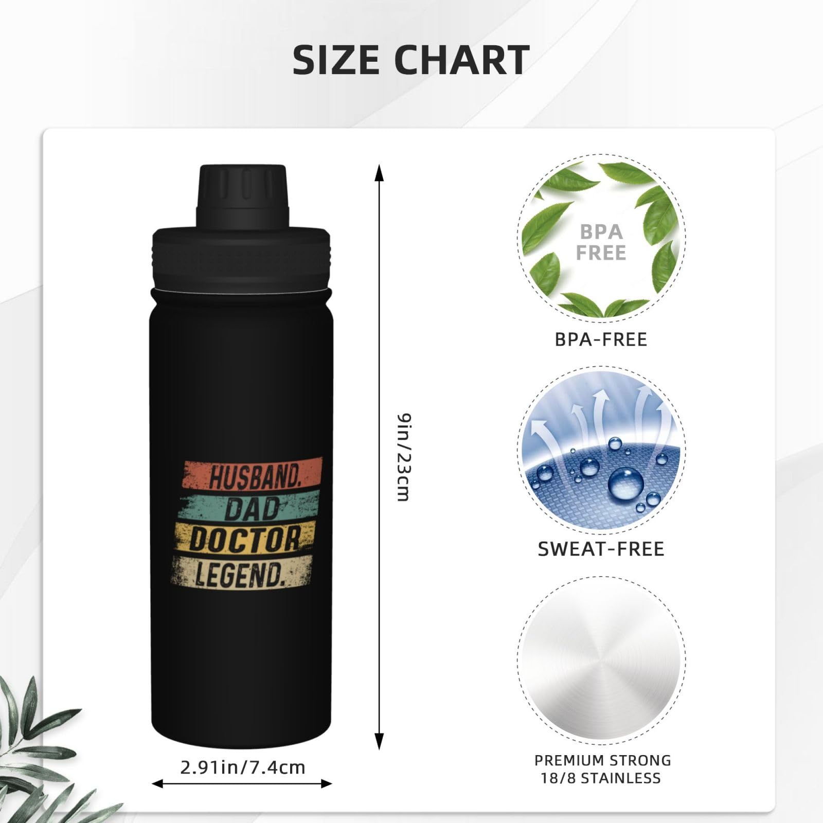 ZKLCRYTR 18OZ Insulated Water Bottle - Stainless Steel, Spout Lid for Sports & Outdoor