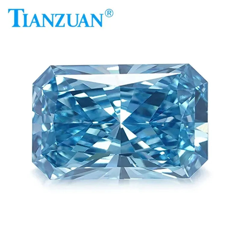 Radiant Cut Lab Grown CVD Diamond - Fancy Vivid Blue VVS1/VS2 3EX Certified Loose Gemstone | Engagement Rings, Wedding Bands & Fine Jewelry Making