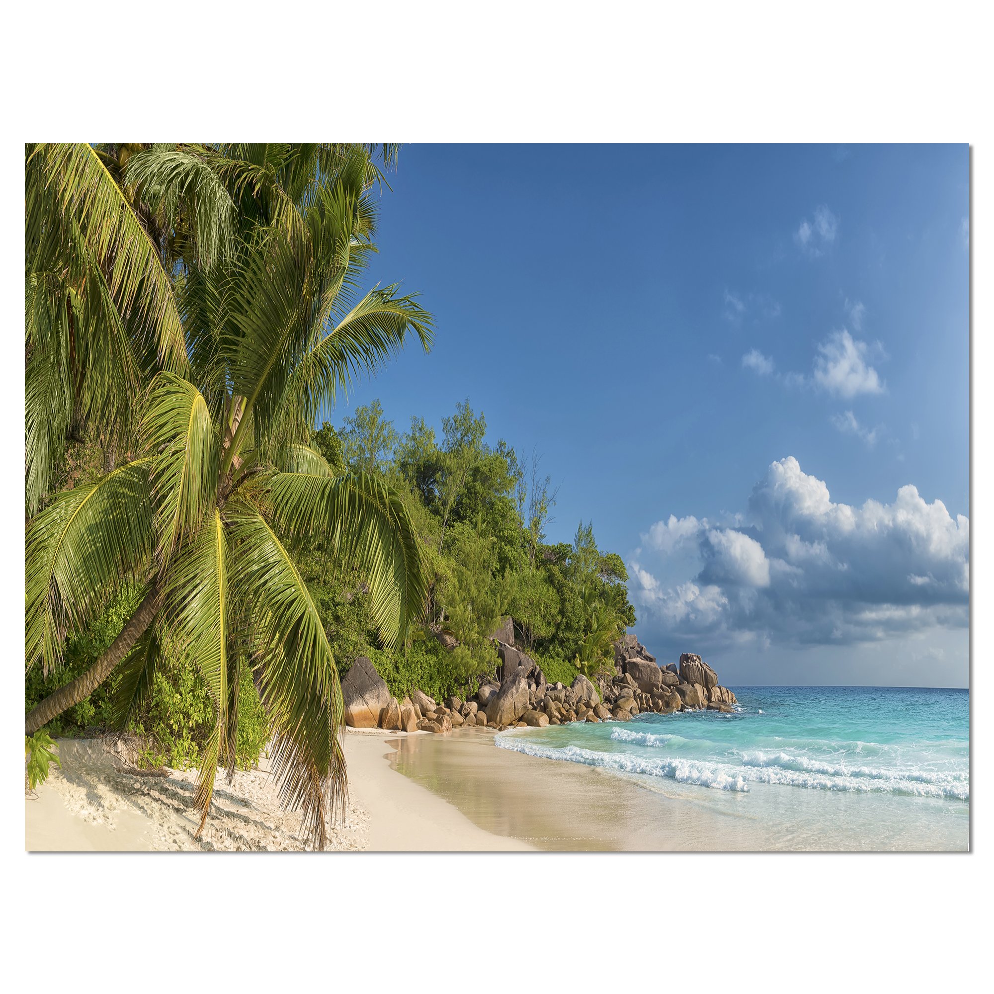 Anse Georgette Beach Dark Blue Large Seascape Art Canvas Print - Ocean Wall Decor for Living Room, Bedroom & Office