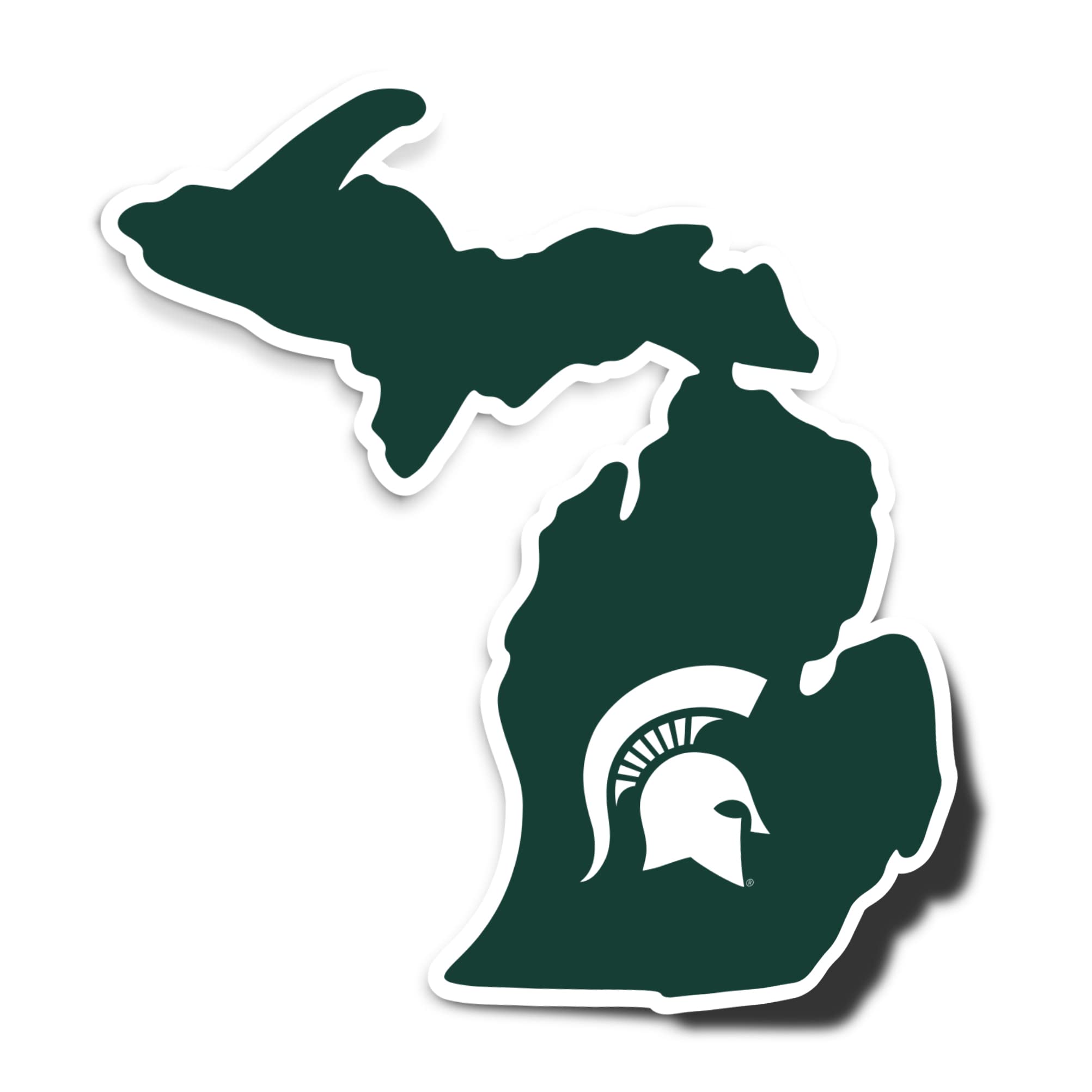 MSU Spartans Michigan University Desert Cactus Vinyl Decal Sticker - Perfect for Laptop, Water Bottle, Car, Scrapbook & DIY Crafts (State Border Design) - Show Your School Spirit at College Games & Tailgating