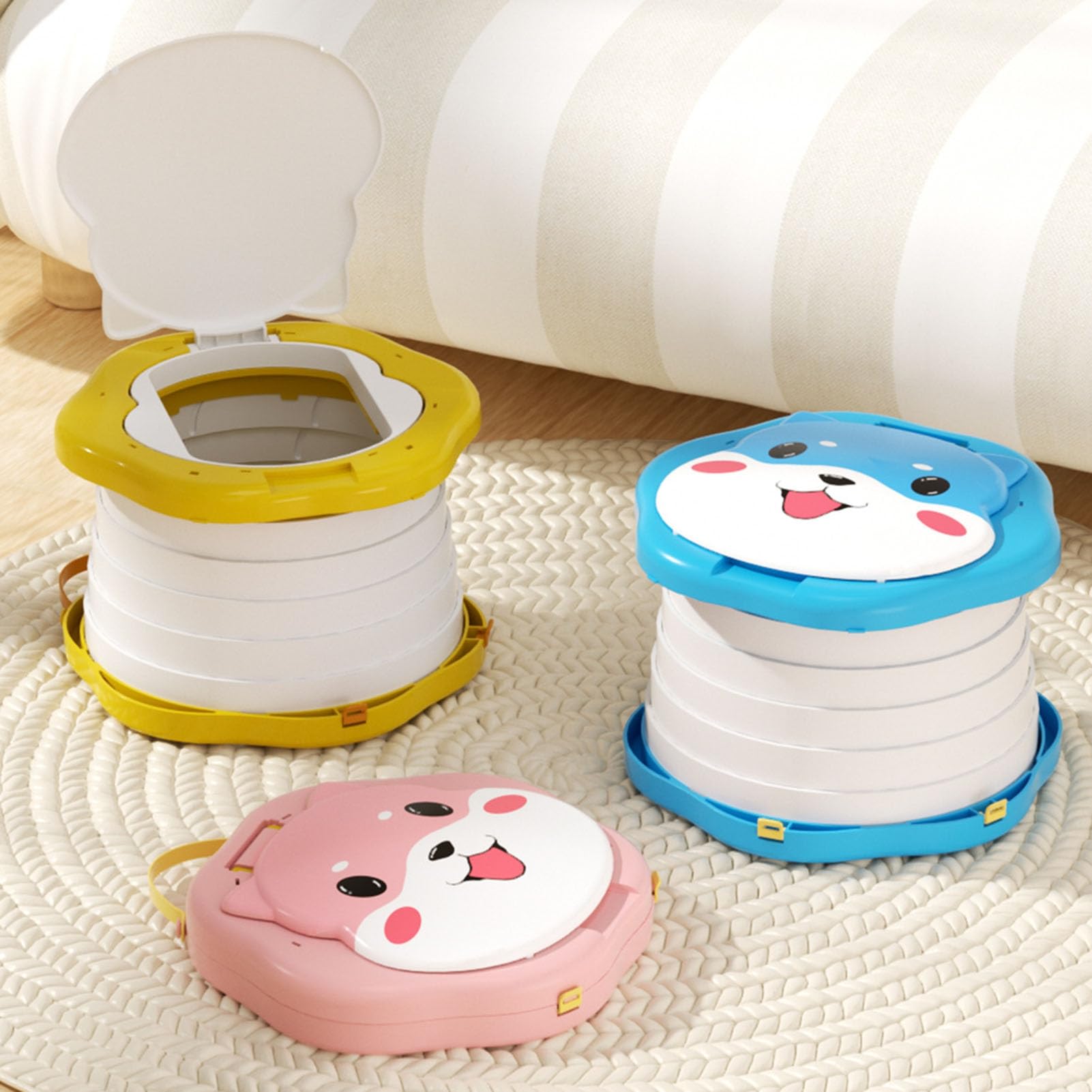 Altsuceser Portable Travel Potty for Toddlers - Foldable Training Toilet Seat with Splash Guard, Emergency Car Potty for Boys & Girls (Pink) | Ideal for Road Trips, Camping & Outdoor Adventures
