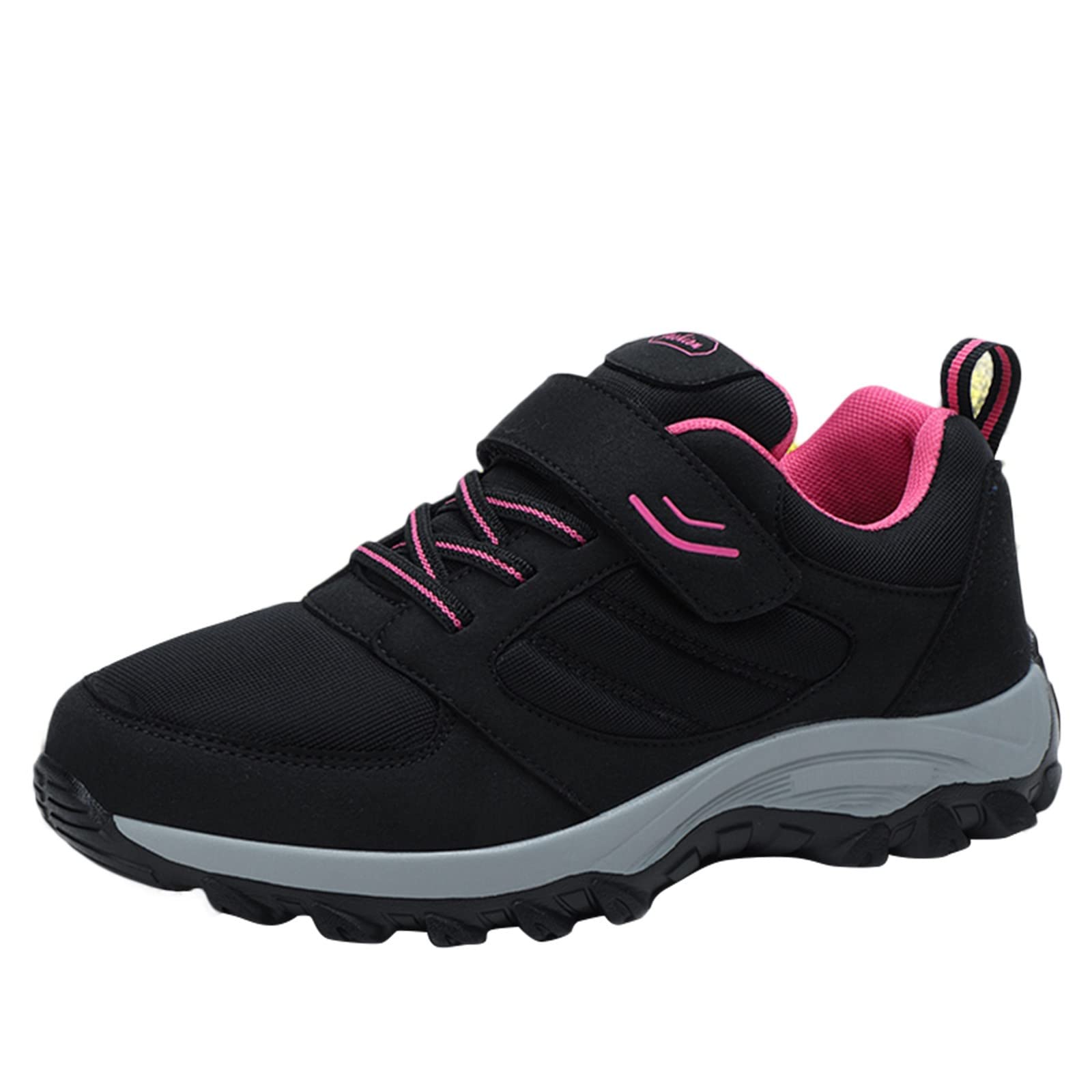 Women's Non-Slip Casual Sneakers - Solid Color Soft Sole Lace Up & Hook Loop Running Shoes for Walking, Gym & Everyday Wear