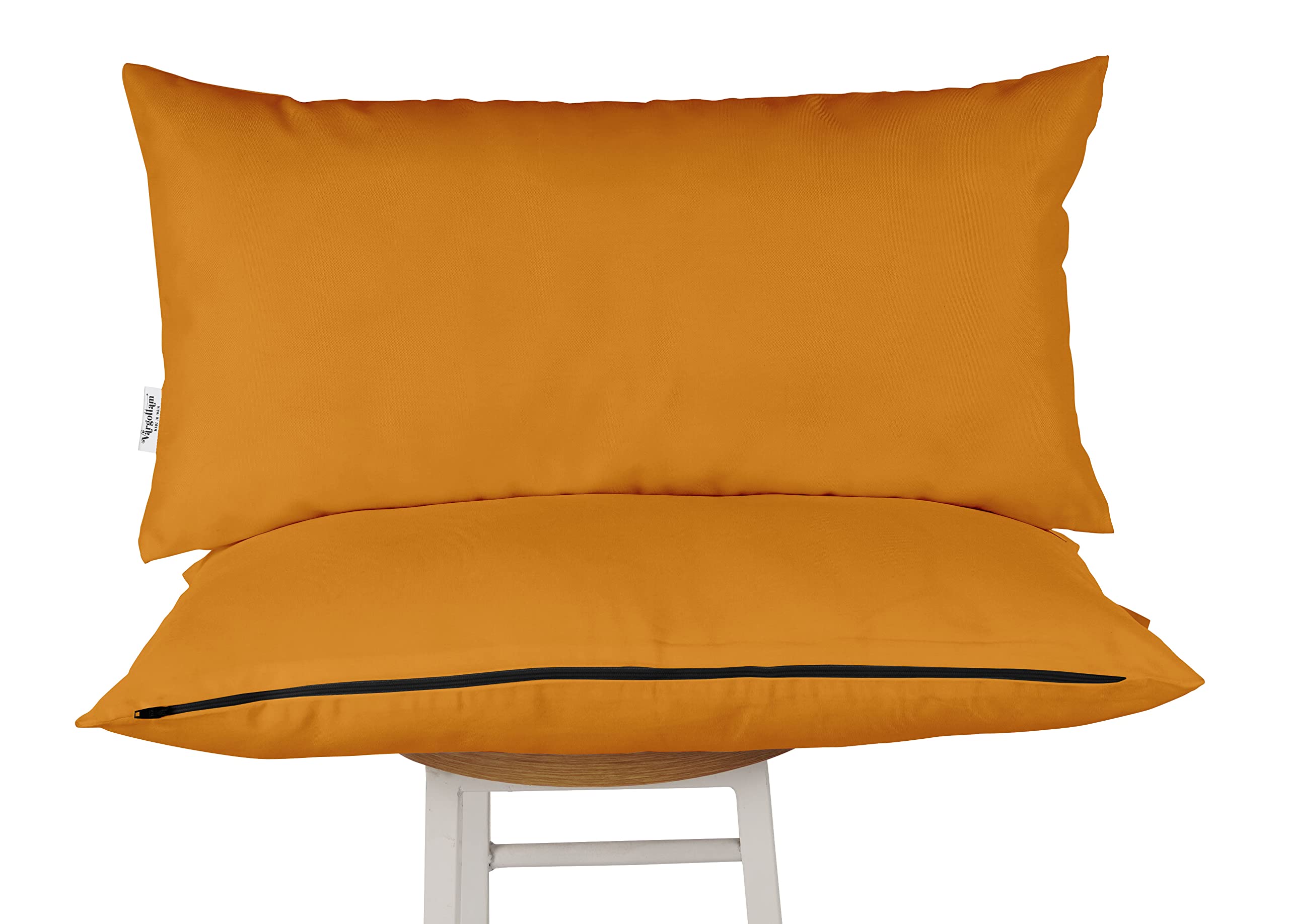 Waterproof Indoor Outdoor Decorative Lumbar Pillow Set of 2 - All-Weather Polyester Fabric Throw Pillows with Insert for Patio Furniture (Mustard Yellow) | Perfect for Sofa, Garden, Deck & Poolside Relaxation
