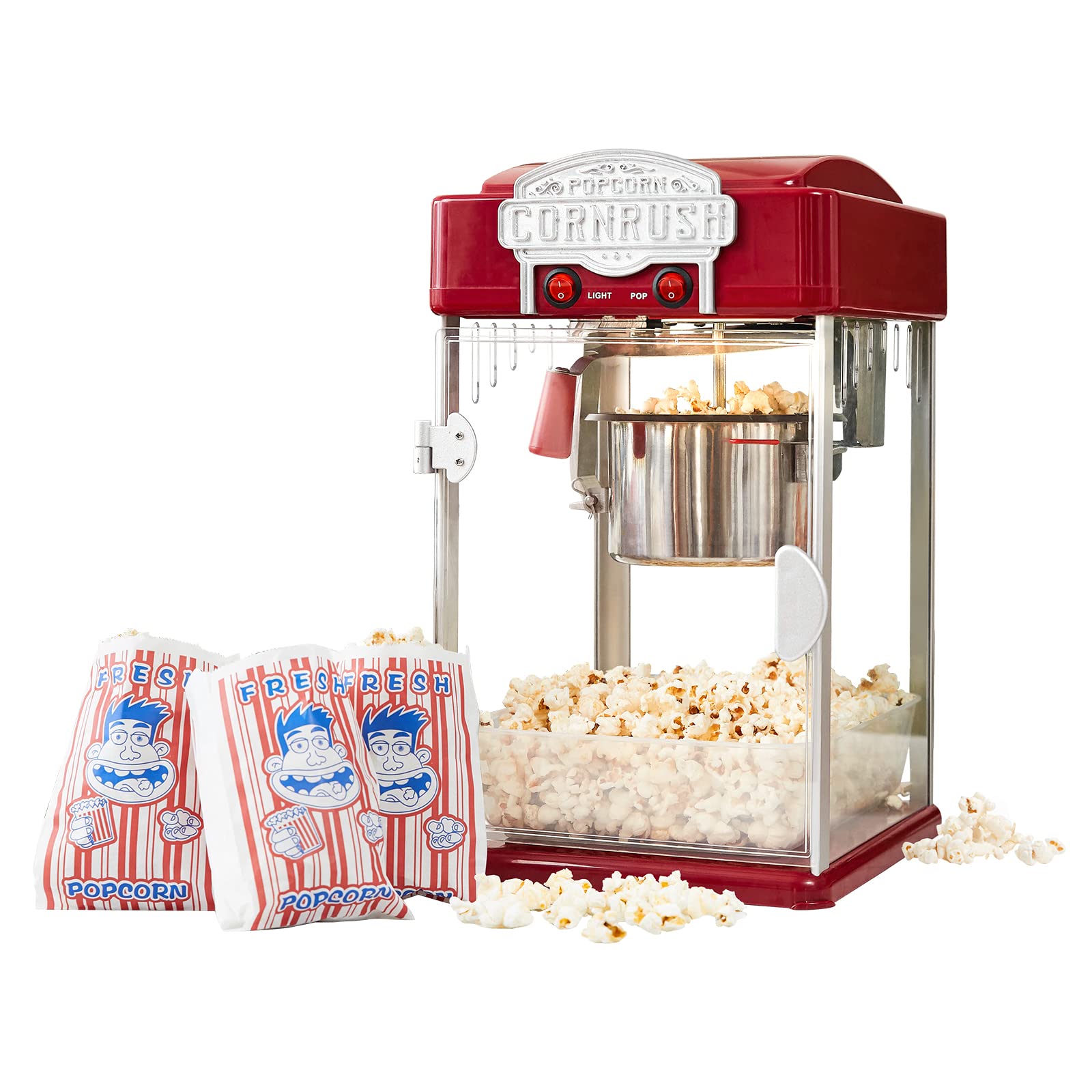 **Vintage 4 OZ Professional Popcorn Popper Machine - Theater Style Popcorn Maker with Nonstick Kettle, Warming Light & Serving Scoop (Red) - Perfect for Movie Nights, Parties & Home Theater Snacks**