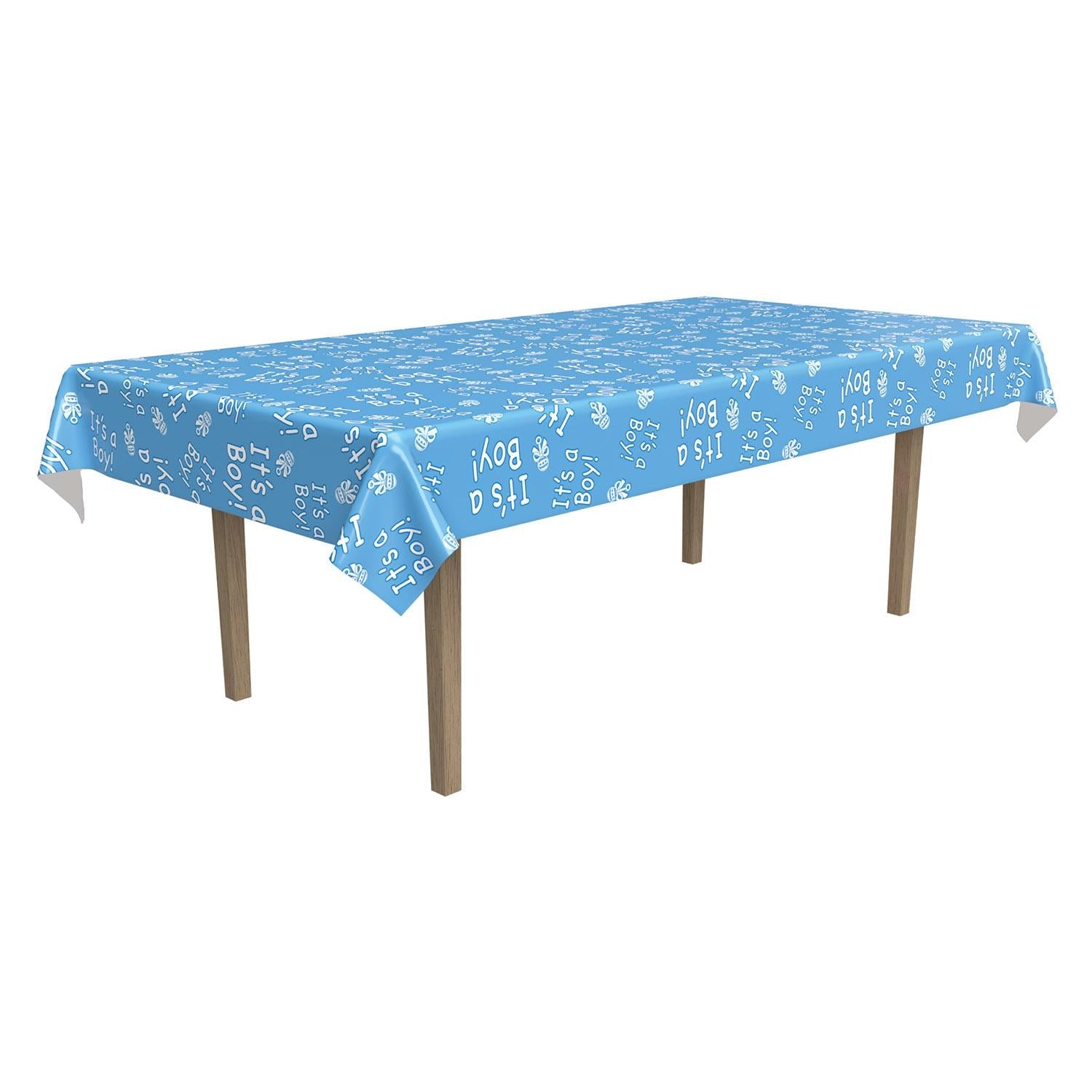 12 Pack Beistle It's A Boy! Baby Shower Table Covers - Blue & White Themed Party Decorations for Gender Reveal, Newborn Celebration and Nursery Decor