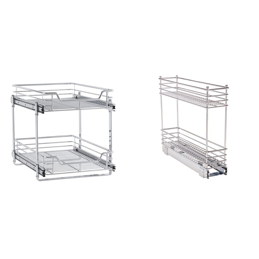 Dual-Tier Sliding Cabinet Organizer - 14.5