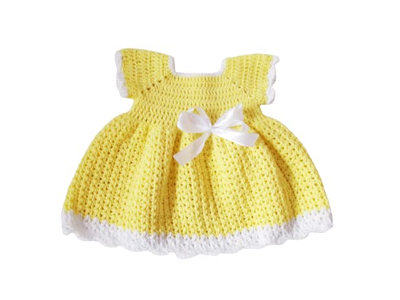 Yellow Crochet Baby Dress for Newborns 0-3 Months | Soft Handmade Outfit for Photo Shoots, Christening & Special Occasions
