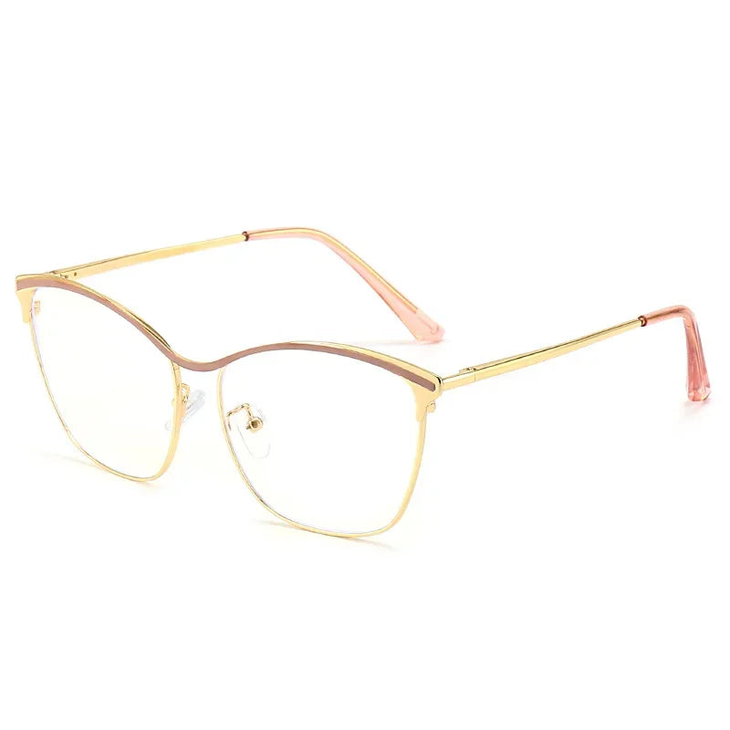 Aror Unisex Full Rim Square Cat Eye Alloy Eyeglasses 49717 - Stylish Retro Frame for Men & Women - Perfect for Reading, Fashion, and Everyday Wear
