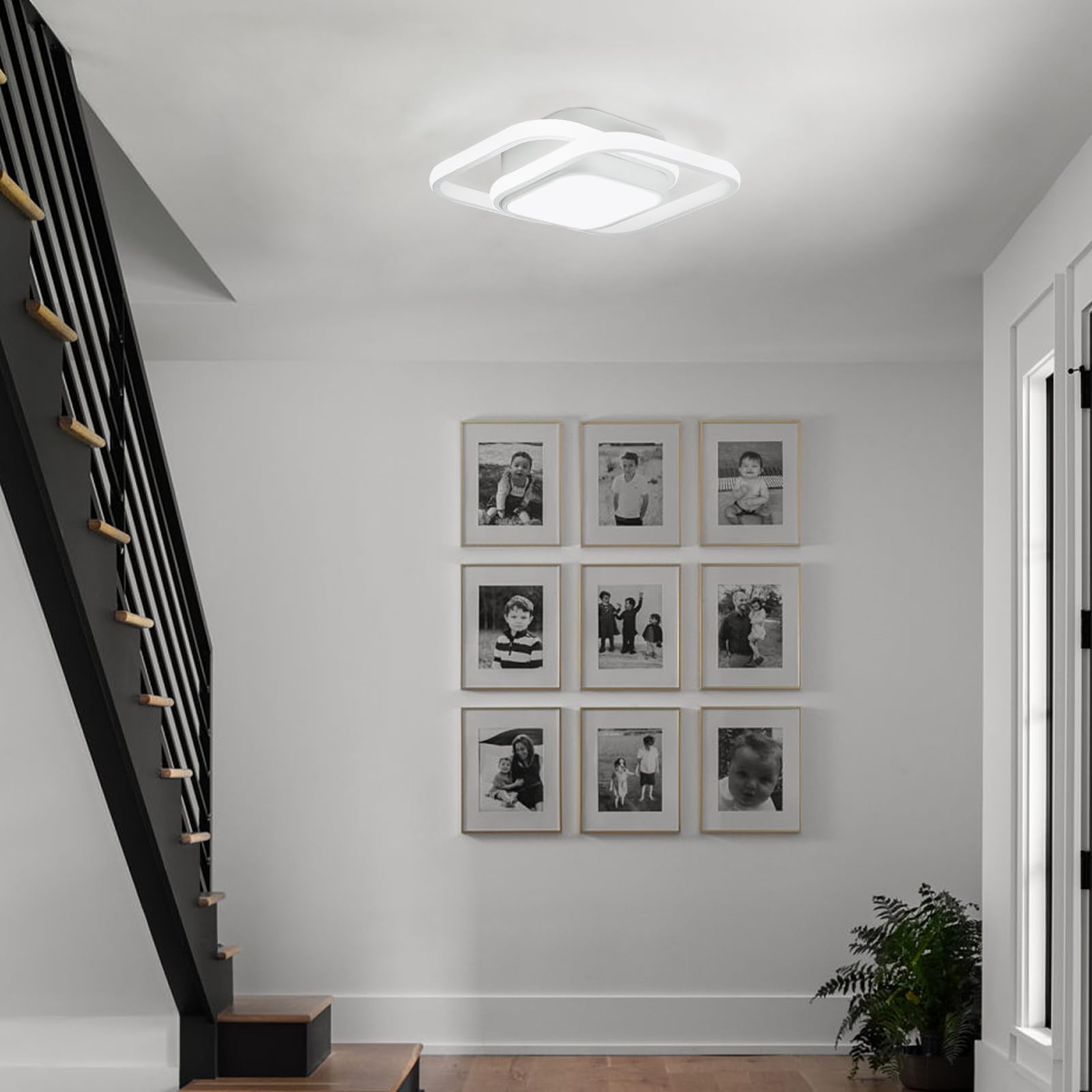 Modern Square LED Ceiling Light Fixture - CANEOE Small Cool White Hallway Light for Bedroom, Kitchen, Living Room, Study & Corridor | Energy-Efficient Indoor Lighting for Homes & Offices (White)