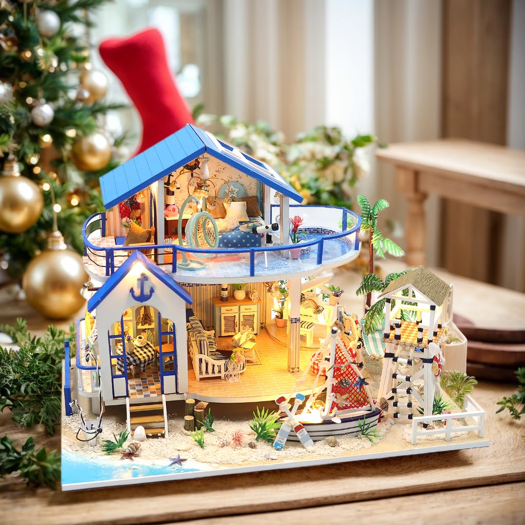 DIY Miniature House Kit - Beach House Model Building Set for Adults & Teens | Creative Craft Project, Home Decor, Gift Idea for Hobbyists & Collectors