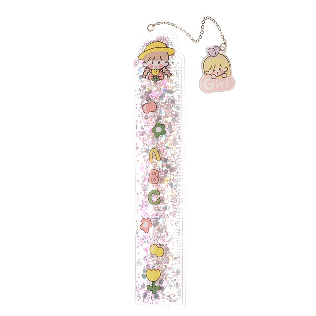 Creative Cartoon Drawing Ruler - Flow Sand Bookmark & Measuring Tool for School, Office & Art Supplies | Perfect for Sketching, Note-Taking & Book Lovers (Size B)