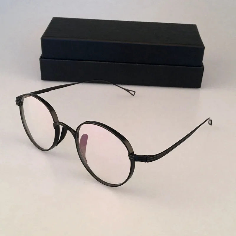 Aimee Unisex Full Rim Round Oval Titanium Eyeglasses 112113 - Lightweight & Durable Eyewear for Men & Women - Perfect for Reading, Work, and Everyday Use