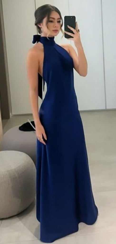 Elegant Halter Blue Prom Dress A-Line Formal Evening Gown for Women - Perfect for Homecoming, Ball, and Special Occasions - Style J5740