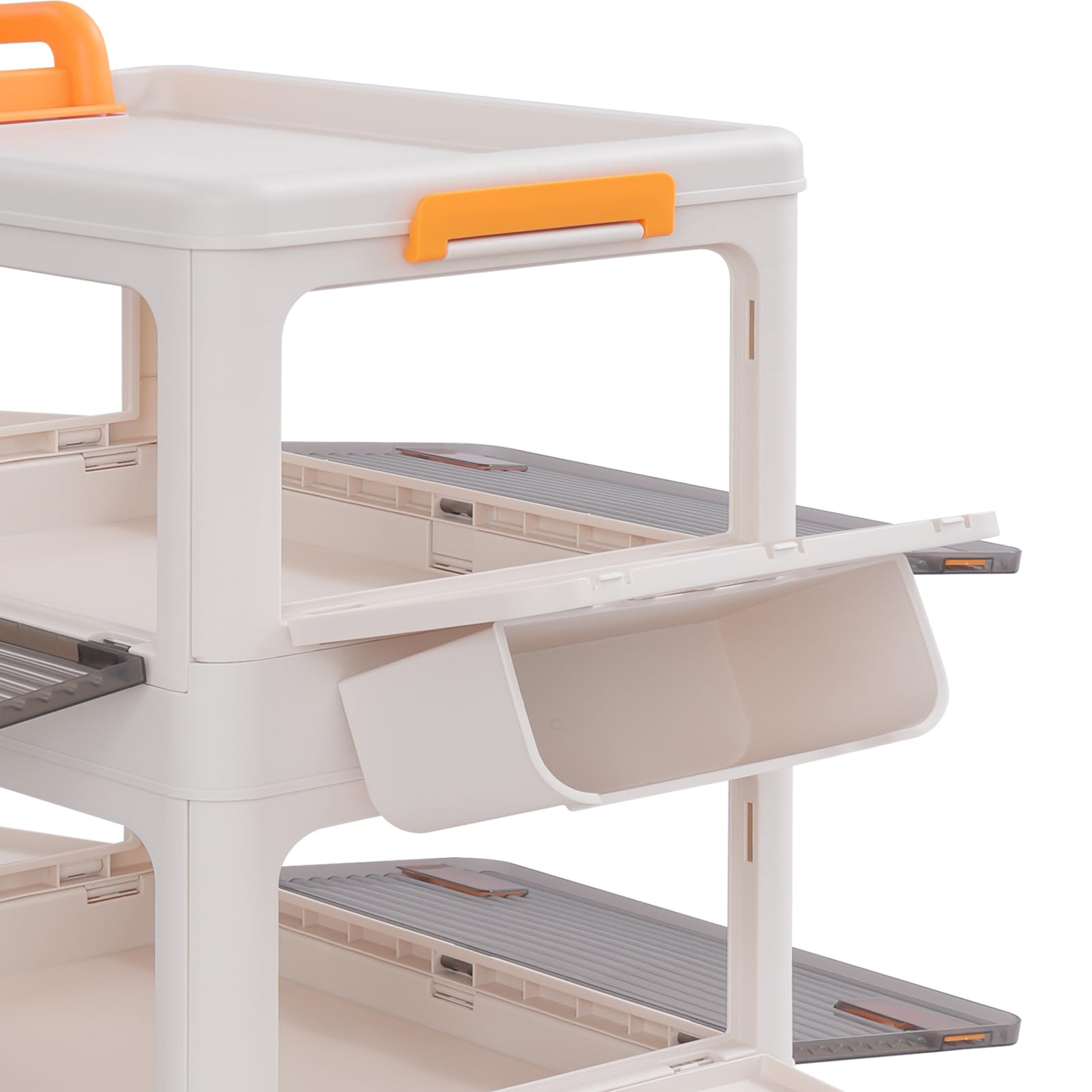 5-Tier Rolling Foldable Storage Organizer with Wheels & Side Basket - Collapsible Plastic Storage Cabinet for Bedroom, Living Room, Kitchen, Bathroom - Space-Saving Closet Organization Solution for Home & Office Use