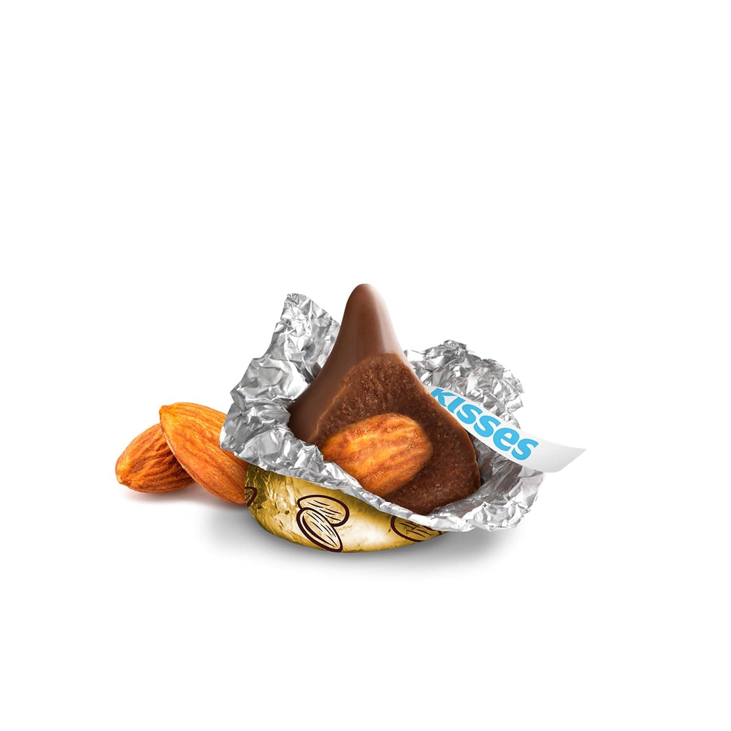Delicious Milk Chocolate Kisses with Almonds - Individually Wrapped in Gold Foil, Gluten Free Candy (7.6 oz Bag) - Perfect for Gifts, Parties & Sweet Treats