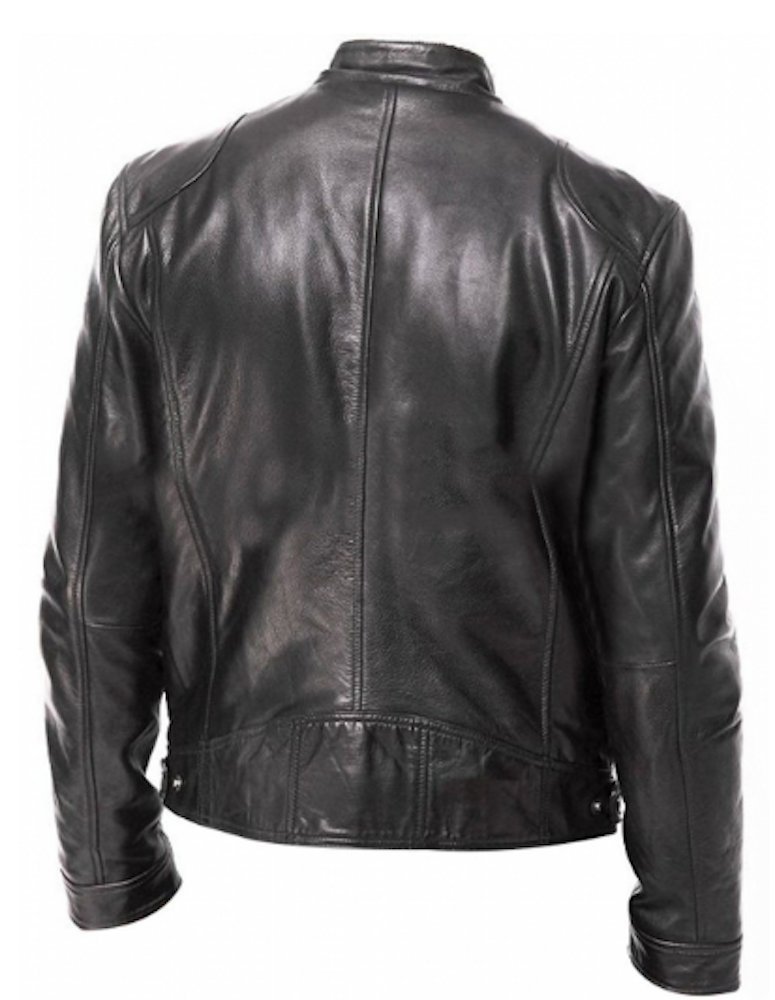 Genuine Cowhide Leather Jacket for Men - Black & Brown Motorcycle Biker Jacket - Durable & Stylish for Riding, Casual Wear & Outdoor Adventures