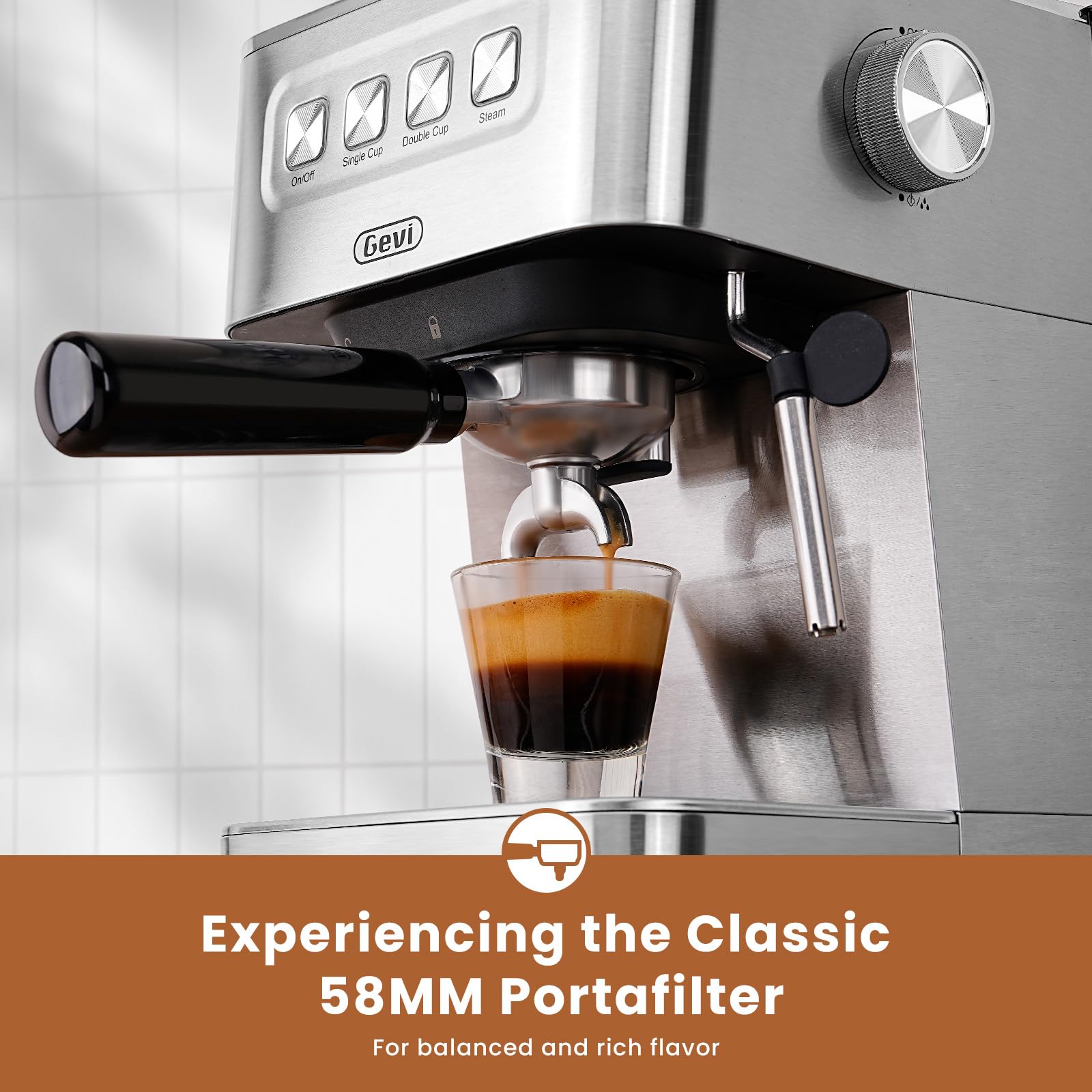 Gevi 20 Bar Espresso Machine with Milk Frother - Compact Super Automatic Coffee Maker for Cappuccino & Latte - Stainless Steel Home Espresso Machine - Perfect Gift for Dad or Mom - Ideal for Home Kitchens, Offices & Coffee Enthusiasts