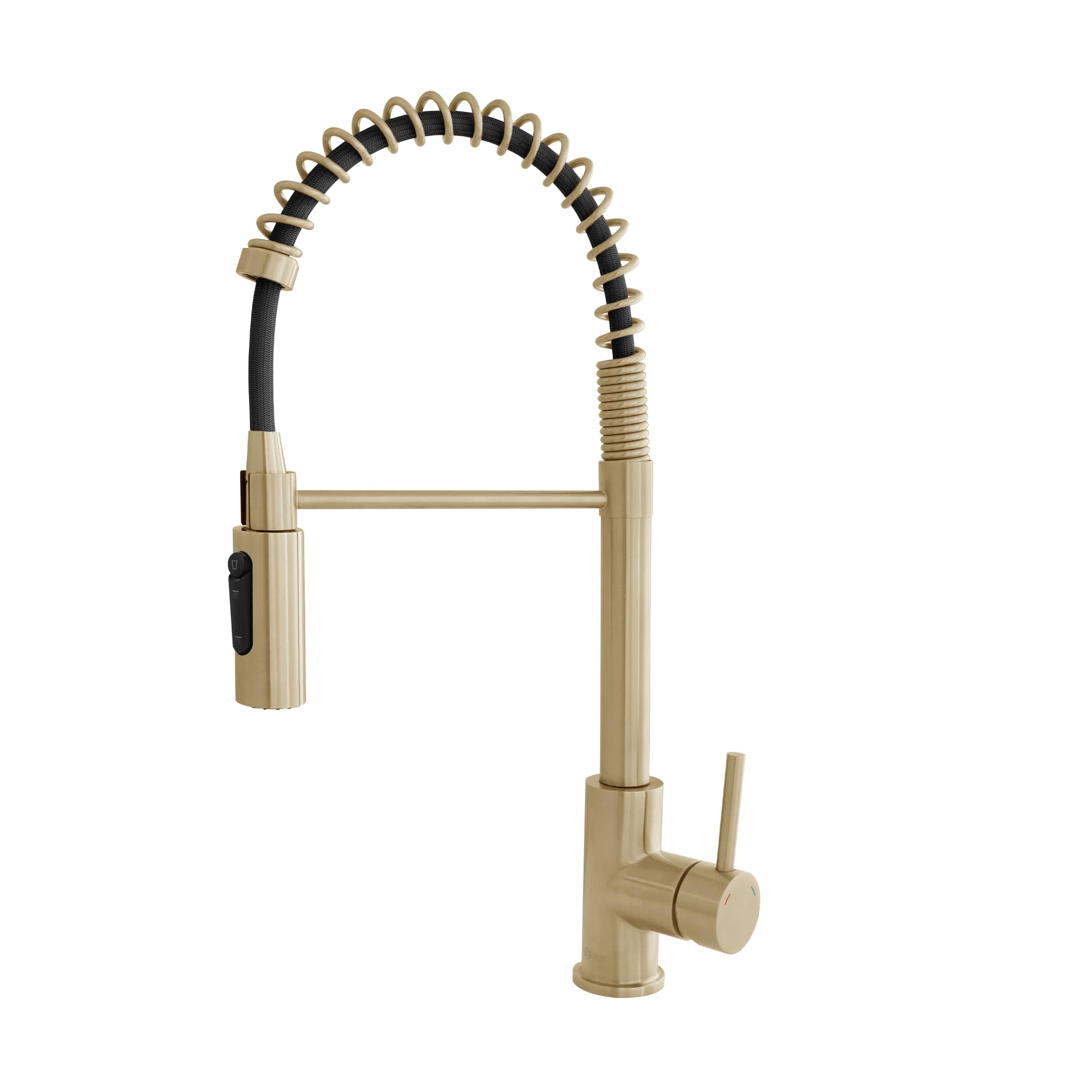 Premium 2-in-1 Commercial Kitchen Faucet with Pull-Down Sprayer & Water Filter - Brushed Gold Stainless Steel Single Handle Sink Faucet with Ceramic Cartridge & Aerator (Model K-107GR) - Ideal for Restaurants, Home Kitchens & Food Prep Areas
