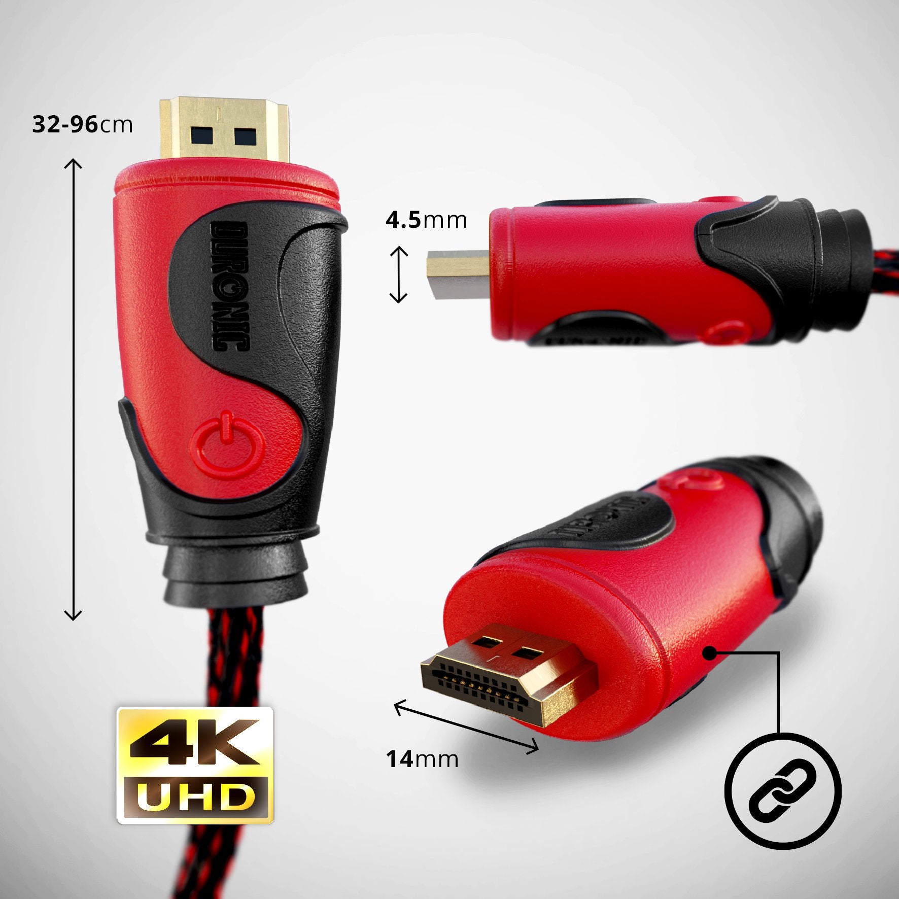 Duronic HDMI 2.0 Cable 5M (HDC03/5) - 4K Ultra High Speed HDMI 2.0 Cable with Ethernet, 2160p Resolution, 24K Gold Plated Connectors - Compatible with PS4, PS5, Xbox, Nintendo Switch, Smart TV, Blu-ray Player - Perfect for Home Theater & Gaming Setup