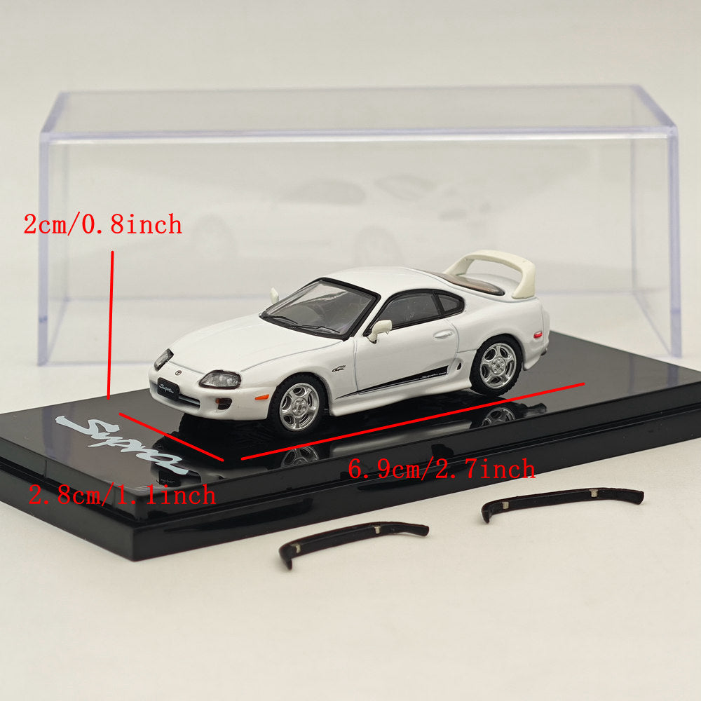 1/64 Toyota Supra RZ JZA80 Diecast Model Car with Active Spoiler - White HJ643042W - Hobby Japan Genuine Customized Version | Collectible Toy Car for Display, Racing Enthusiasts & Diecast Collections