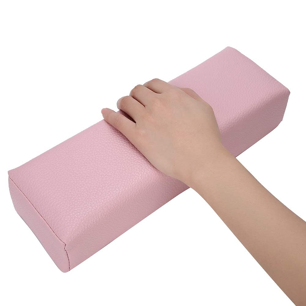 Premium Pebbled Grain Leather Nail Tech Hand Rest - Ergonomic Arm Cushion for Acrylic Nails, Manicures & Salon Professionals - Durable Nail Pillow for Home & Professional Use (Pink) - Perfect for Gel Extensions, Nail Art & Spa Treatments