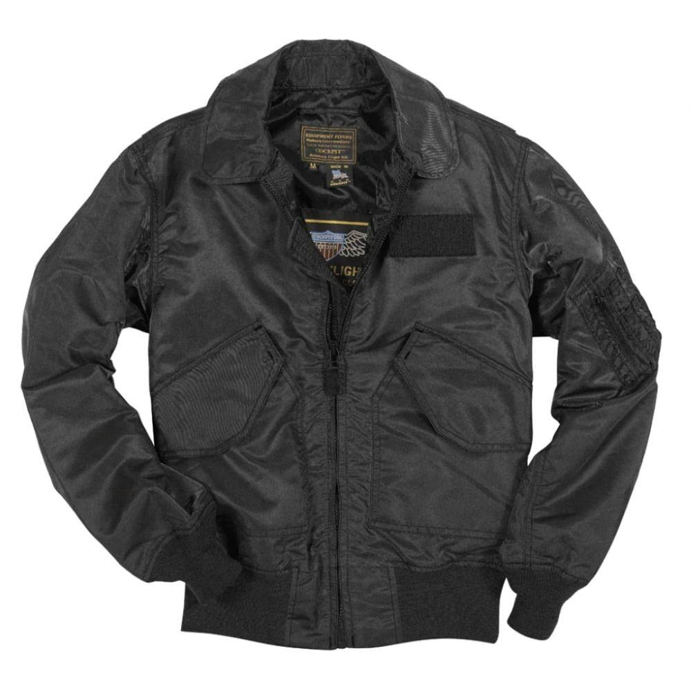 Cockpit USA Men's USN Fighter Weapons Nylon Flight Jacket - Black | Military Aviator Style Jacket for Pilots & Outdoor Enthusiasts | Perfect for Flying, Motorcycling & Casual Wear