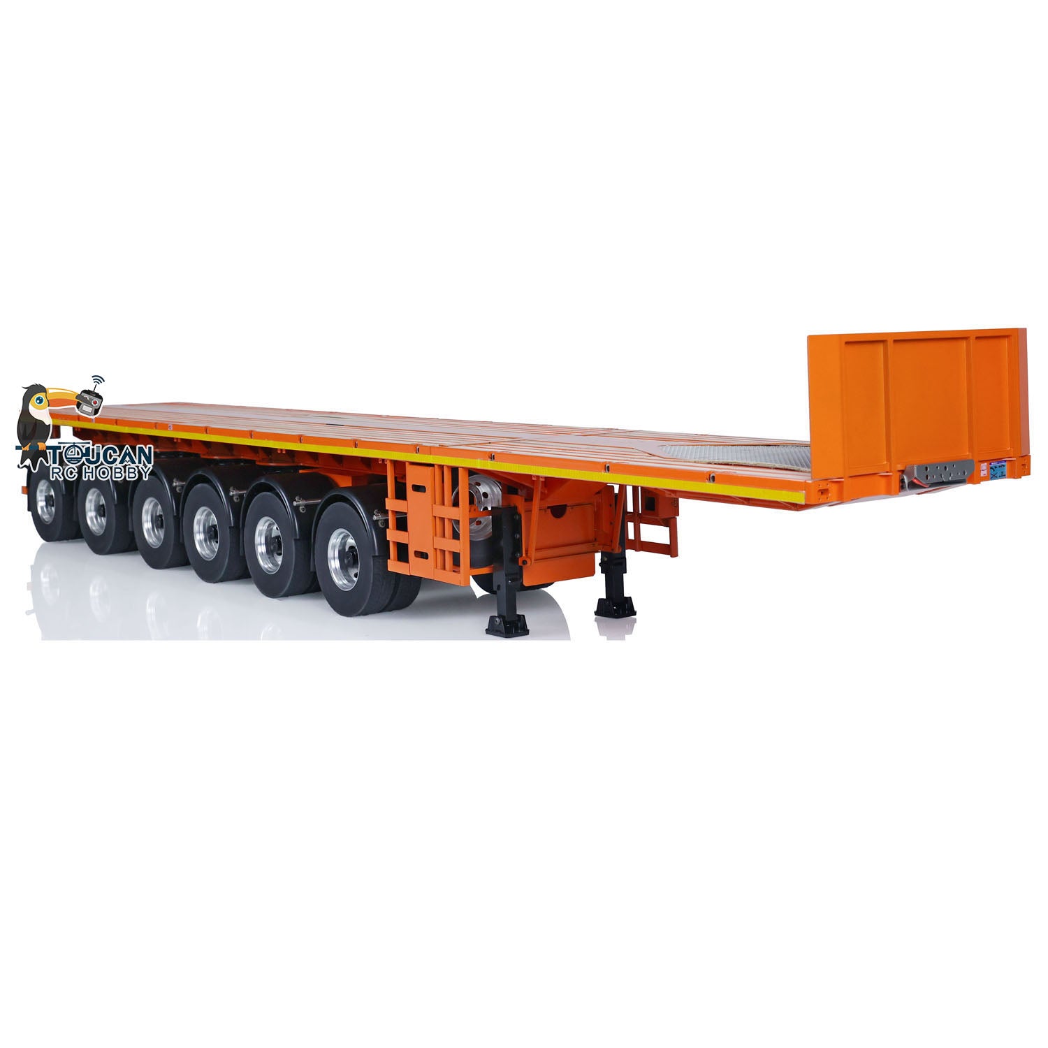 NOOXION 1/14 Scale 6 Axle Heavy Duty Metal Flatbed Trailer for RC Tractor Trucks & Electric Cars - DIY Hobby Model Accessory - Perfect for Off-Road Hauling, Construction Play & RC Enthusiasts