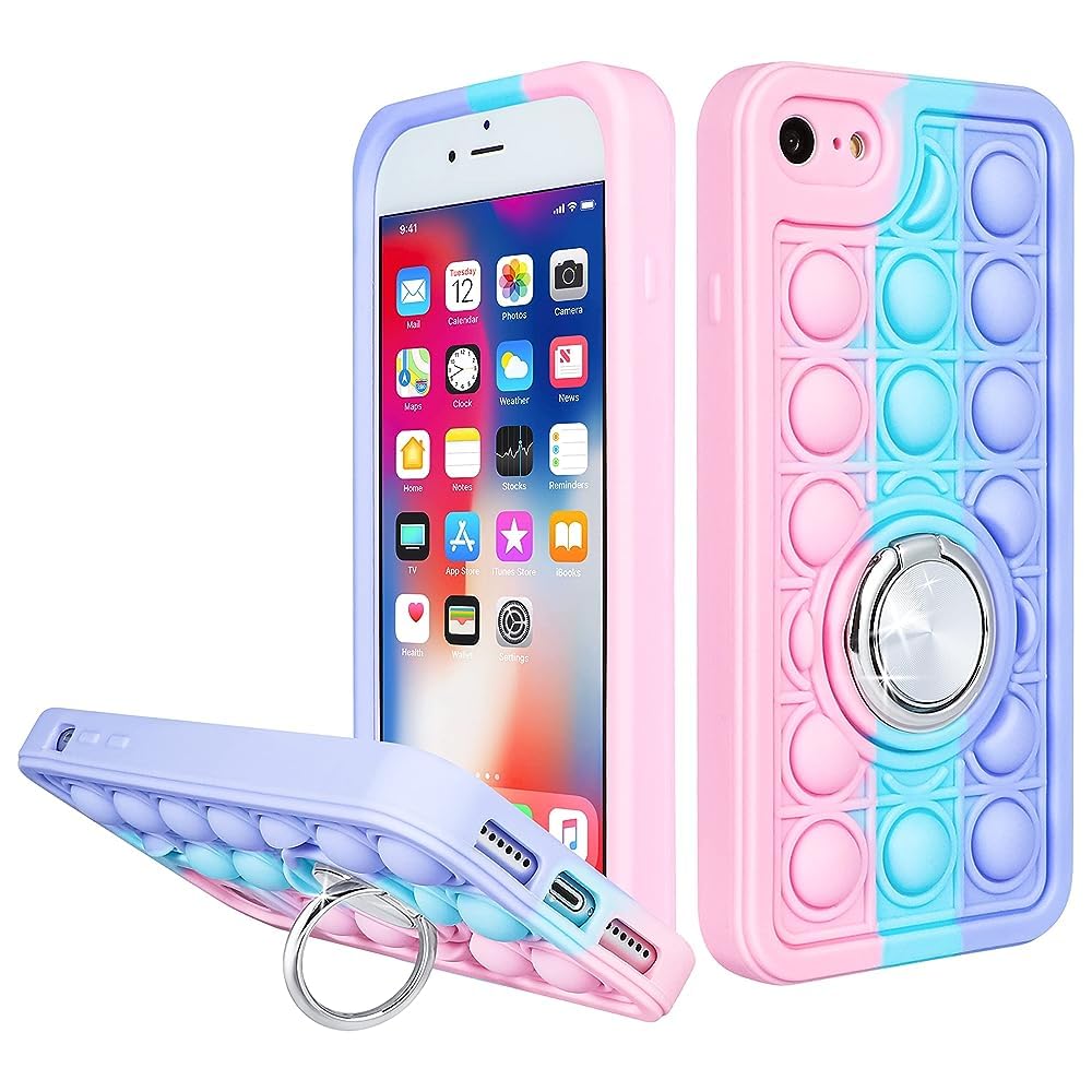 Joyleop Purple Bubble Silicone Phone Case for iPhone SE 2022/2020/7/8 (4.7