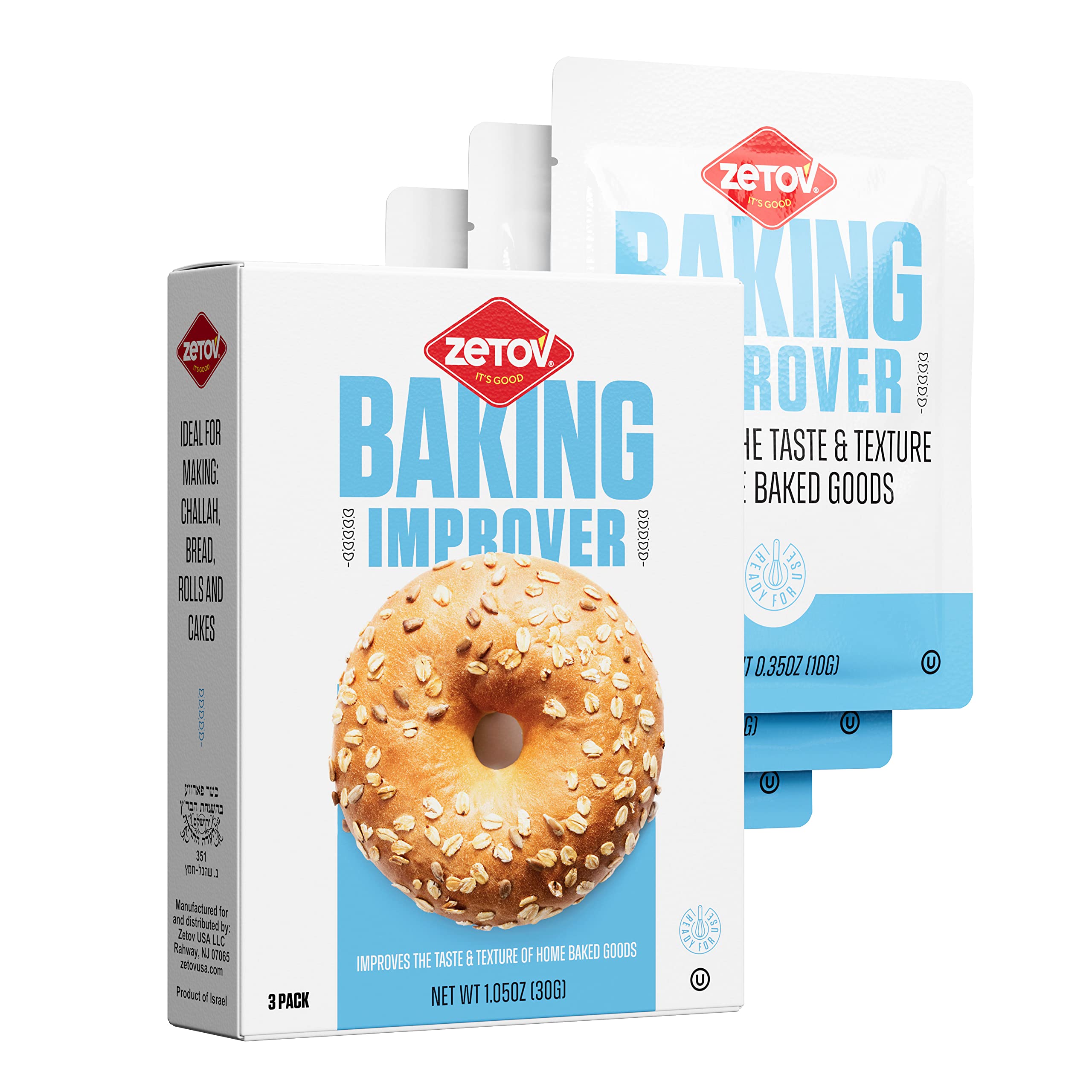 Zetov Dough Conditioner & Bread Improver - 0.35oz Dough Enhancer for Baking | Improves Taste & Texture of Homemade Bread, Rolls & Pastries | Kosher Certified | Perfect for Home Bakers & Artisan Bread Making