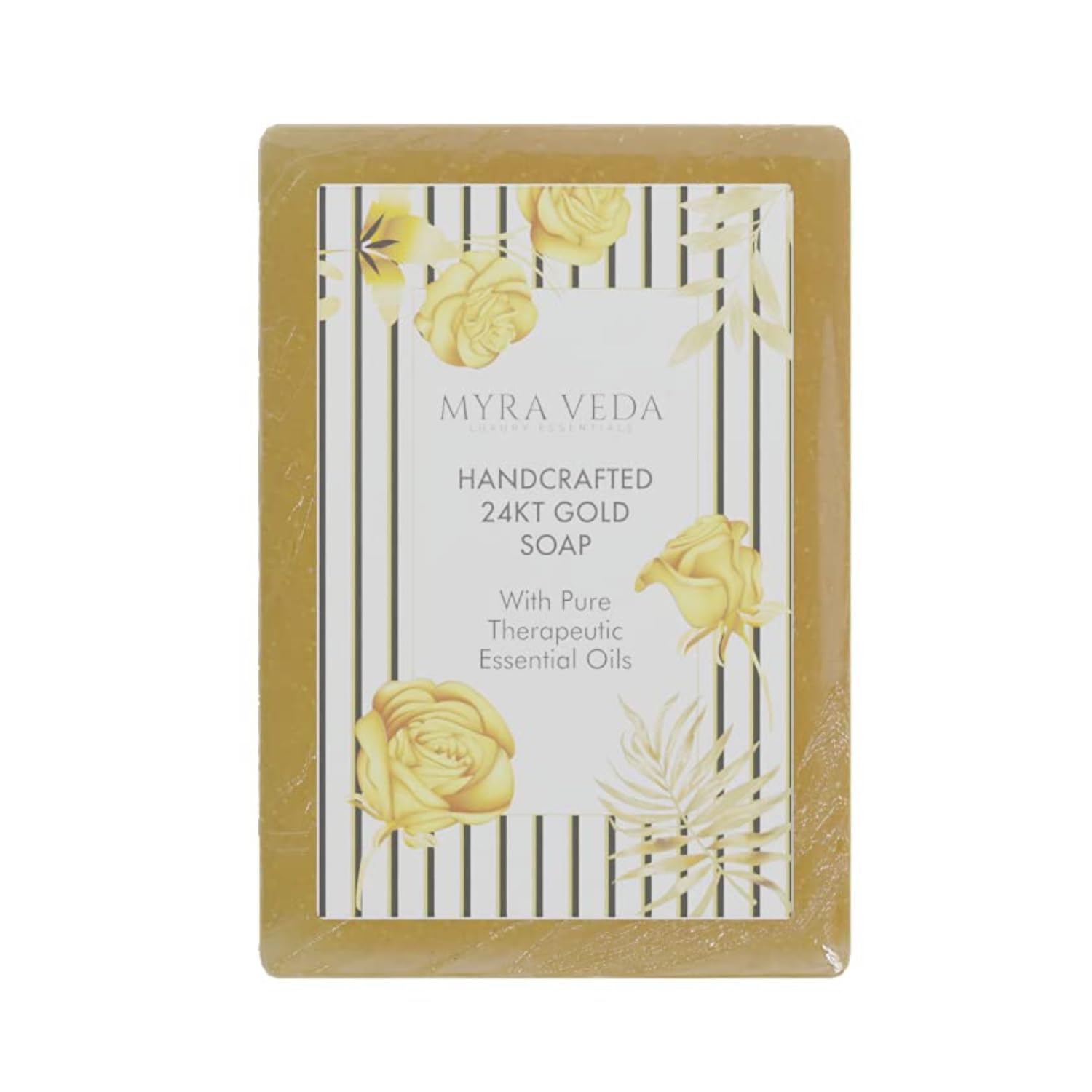Myra Veda Organic Gold & Aloe Vera Bath Soap for Women & Men - 24KT Gold Infused, Vitamin E Enriched, 100% Natural Therapeutic Soap for Glowing & Hydrated Skin - Chemical-Free Handmade Soap Bar (100g) - Perfect for Daily Skincare, Spa Days & Luxury Gift Giving