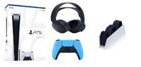 Sony PlayStation 5 (PS5) Disc Edition Console Bundle - Starlight Blue Controller, Pulse 3D Wireless Headset & Dual Controller Charger | Next-Gen Gaming Experience for 4K HDR, VR & Online Multiplayer | Perfect for Home Entertainment & Gaming Parties