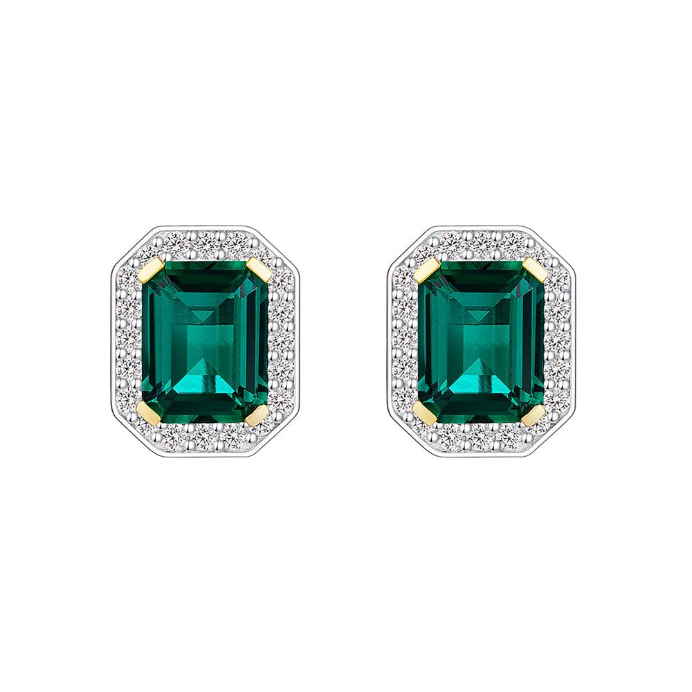 6 Ctw Genuine Emerald Cut Emerald Stud Earrings with Moissanite Pave Halo - Elegant Jewelry for Weddings, Parties & Special Occasions