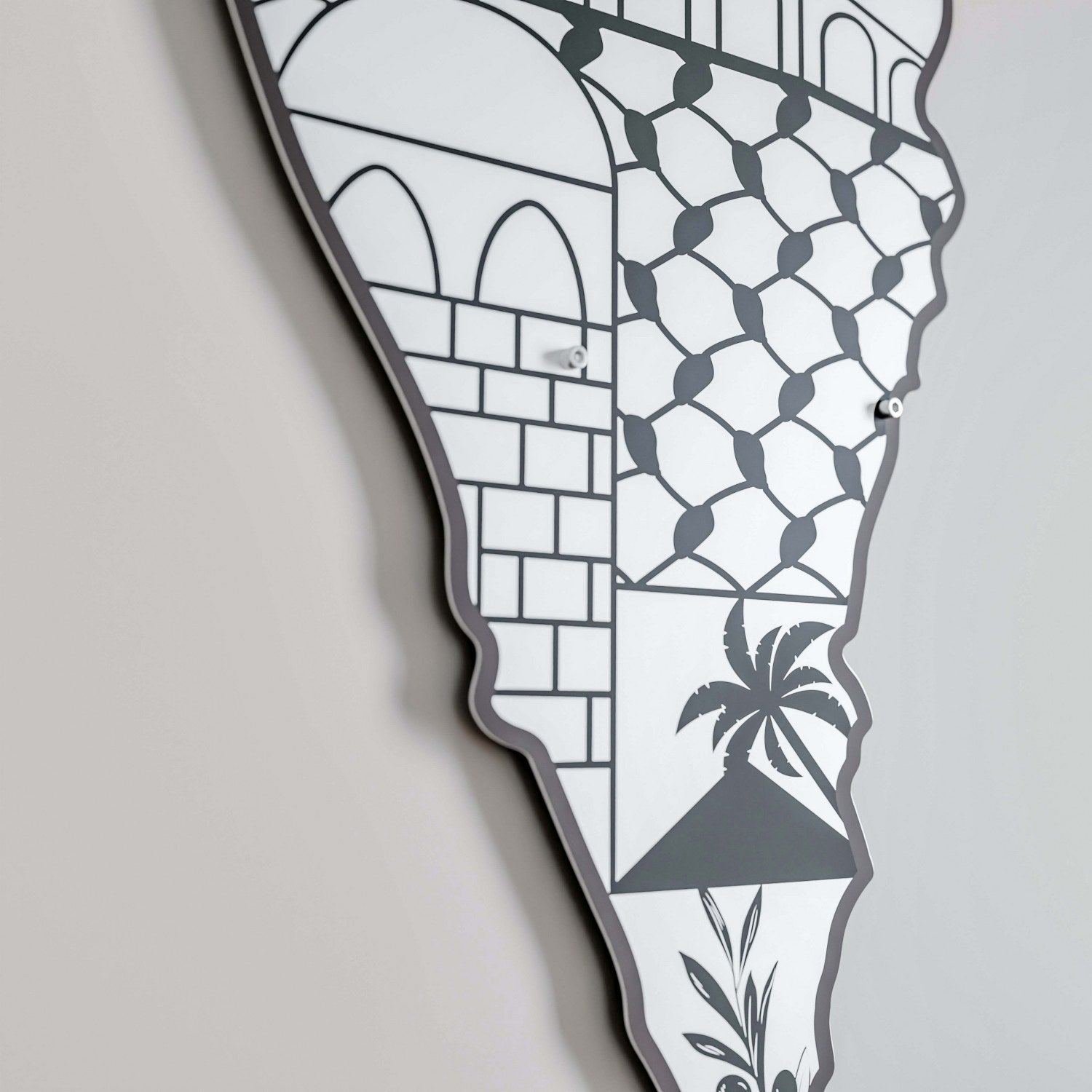 Palestine Map Wall Art with Cultural Significance | Masjid Al Aqsa Keffiyeh & Olive Branch Design - Perfect for Home Decor, Office, or Gift Giving